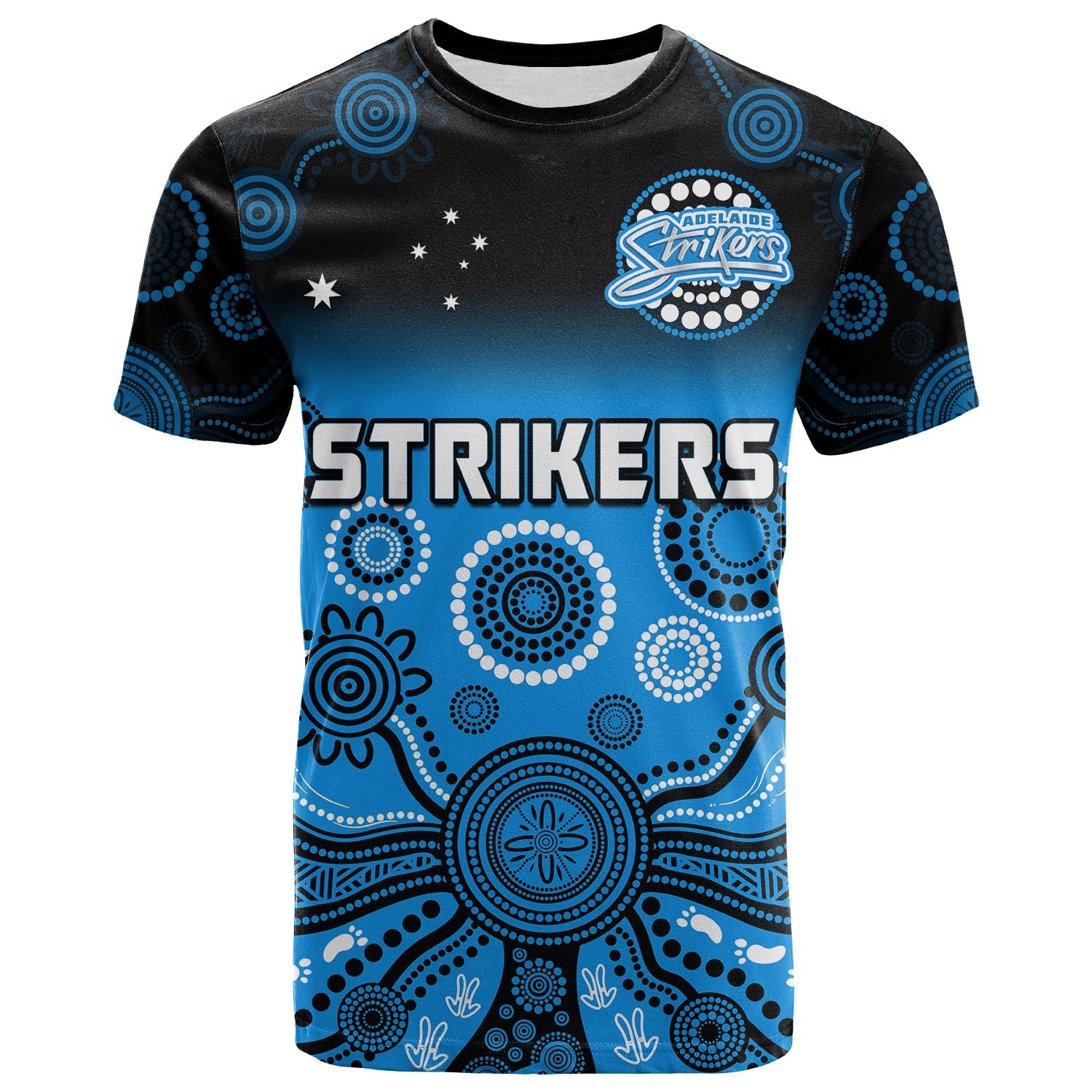 (Custom Text And Number) Adelaide Strikers T Shirt Gradient Aboriginal Dot Painting - Vibe Hoodie Shop