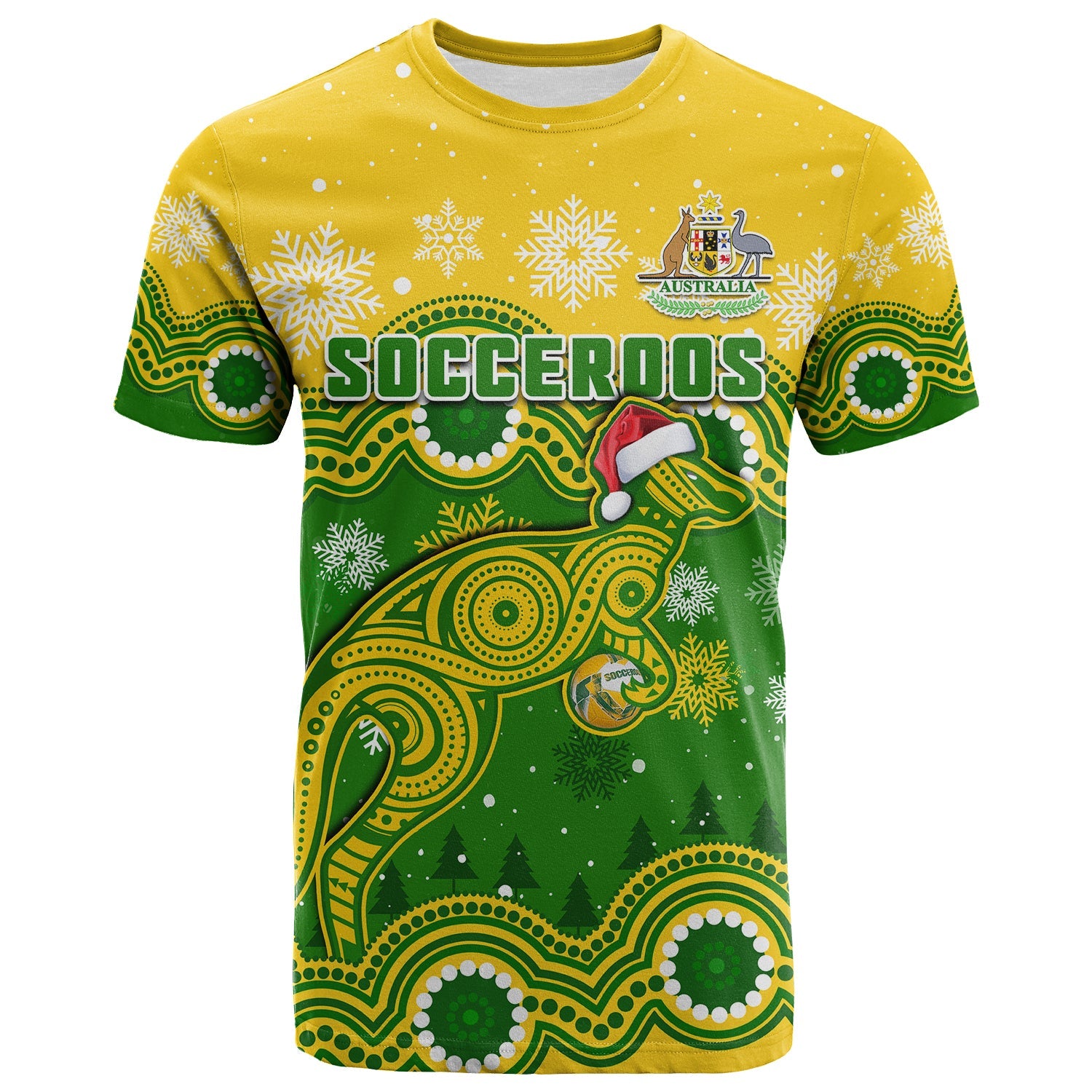 Australia Soccer Christmas T Shirt Socceroos Indigenous Kangaroo - Vibe Hoodie Shop