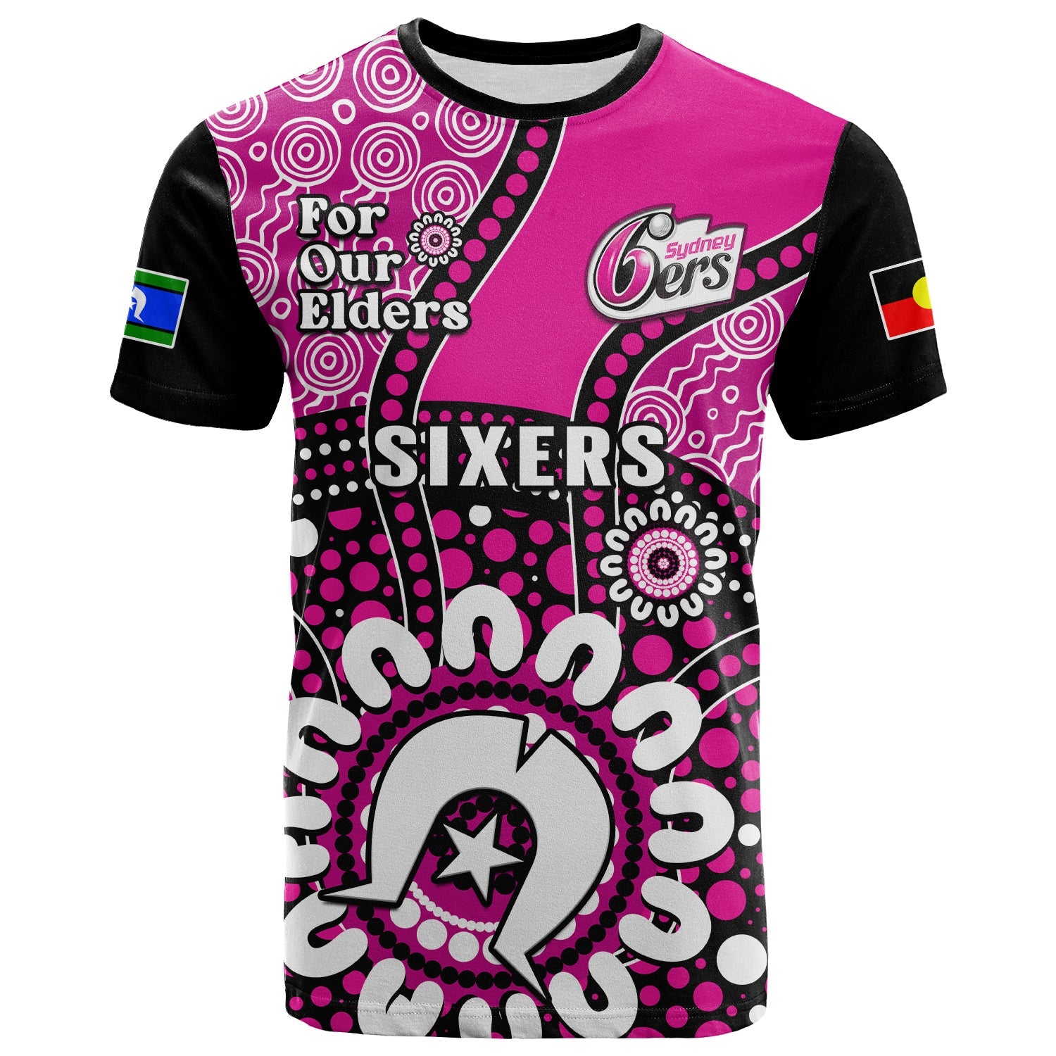 (Custom Text And Number) Sydney Sixers NAIDOC 2023 T Shirt Indigenous For Our Elders - Vibe Hoodie Shop