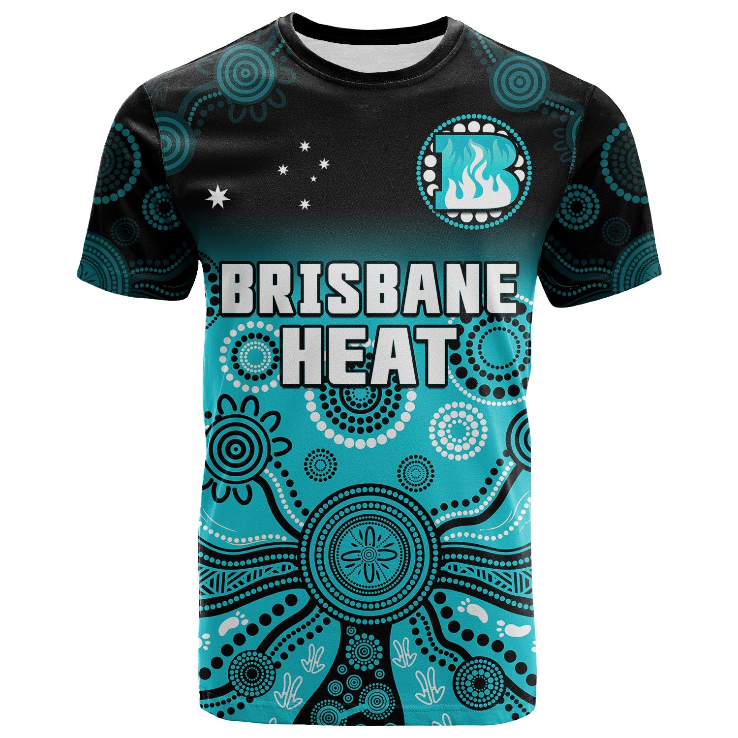 (Custom Text And Number) Brisbane Heat T Shirt Gradient Aboriginal Dot Painting - Vibe Hoodie Shop