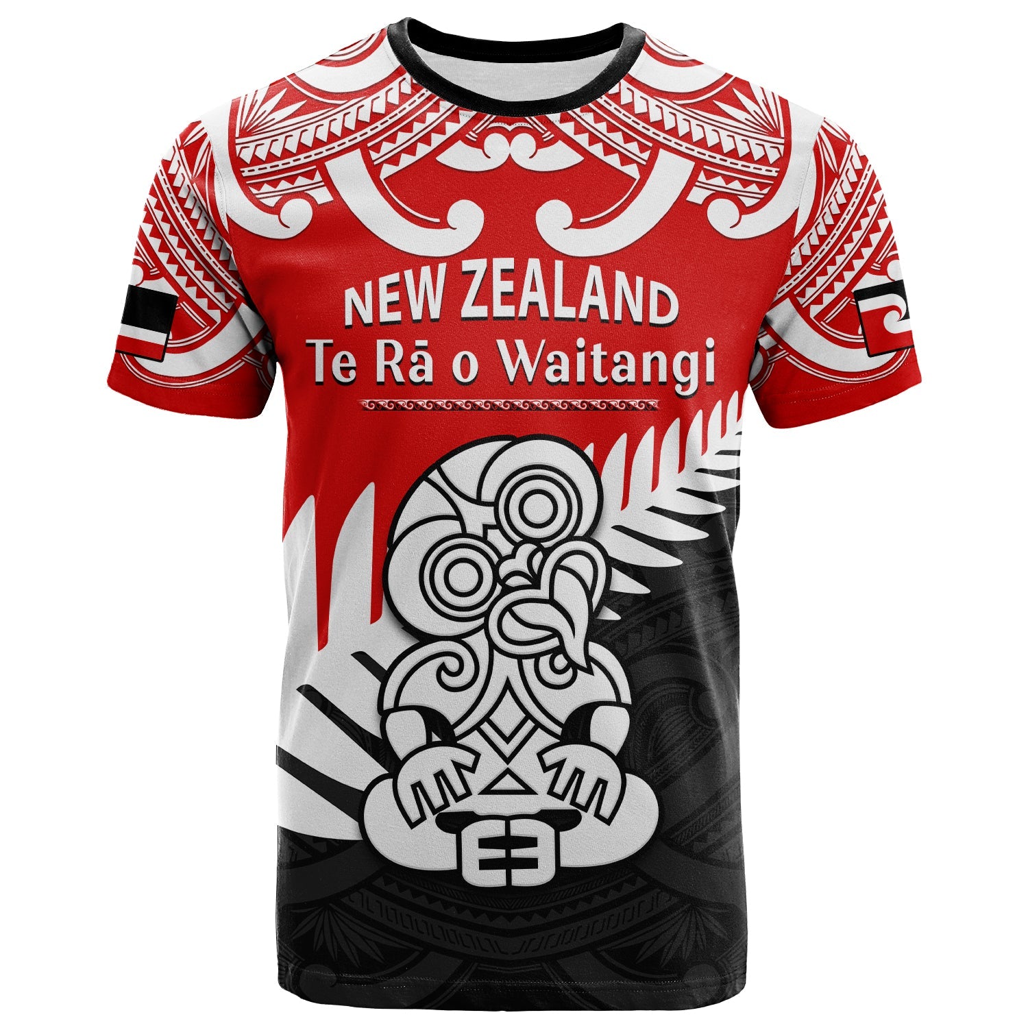 Waitangi Day T Shirt Tino Rangatiratanga Flag With Tiki Maori Fern - Vibe Hoodie Shop