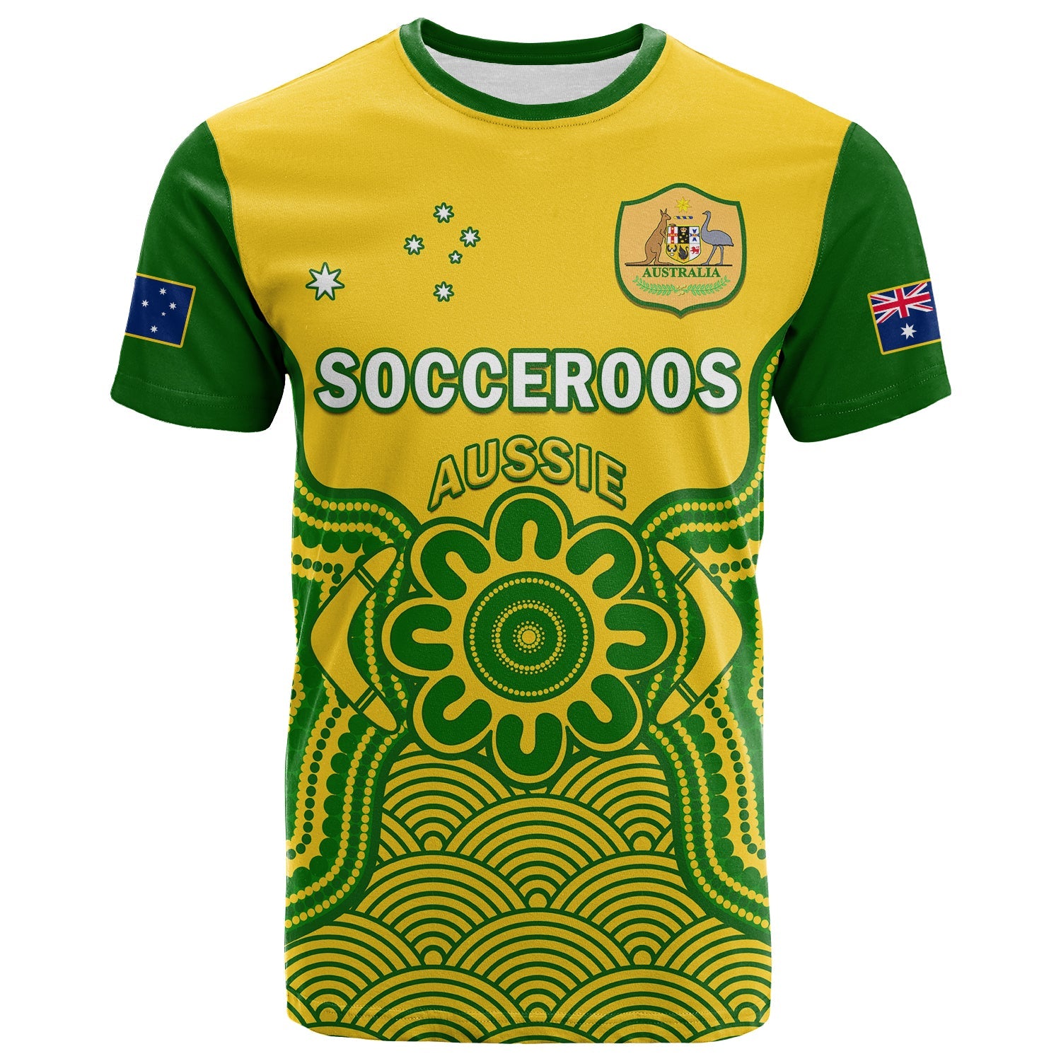 (Custom Text And Number) Australia Soccer T Shirt Socceroos Aboriginal Go Champions World Cup 2022 - Vibe Hoodie Shop