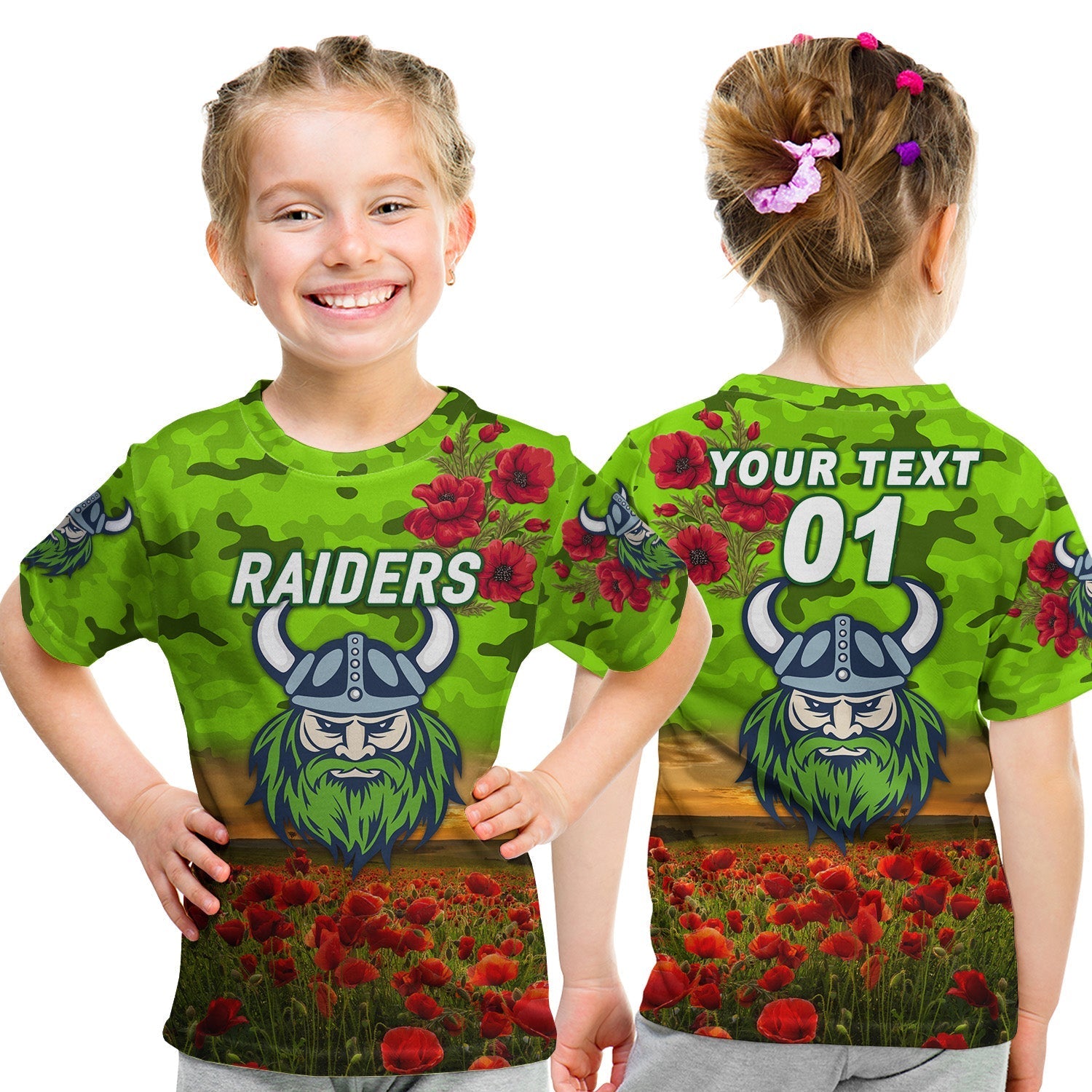 (Custom Personalised) Canberra Raiders ANZAC 2022 T shirt Poppy Flowers Vibes - Vibe Hoodie Shop