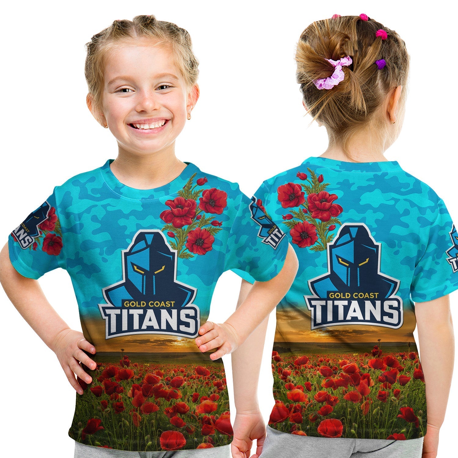 Gold Coast Titans ANZAC 2022 T shirt Poppy Flowers Vibes - Vibe Hoodie Shop