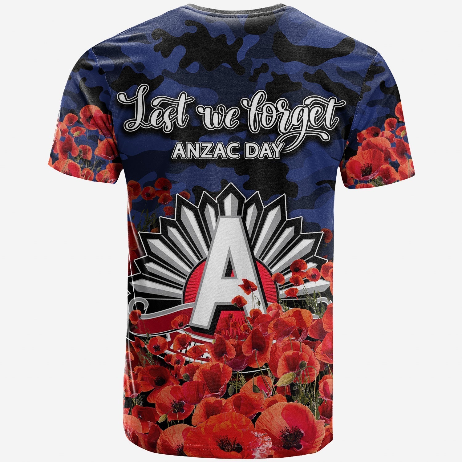 ANZAC Day Western Bulldogs T shirt Poppy Flowers With Army Patterns - Vibe Hoodie Shop