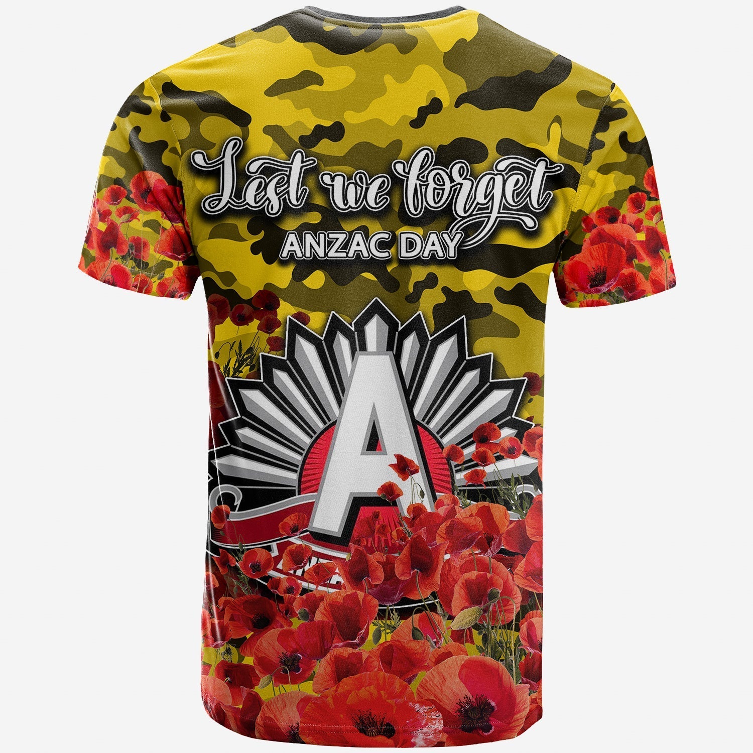 ANZAC Day Richmond T shirt Poppy Flowers With Army Patterns - Vibe Hoodie Shop