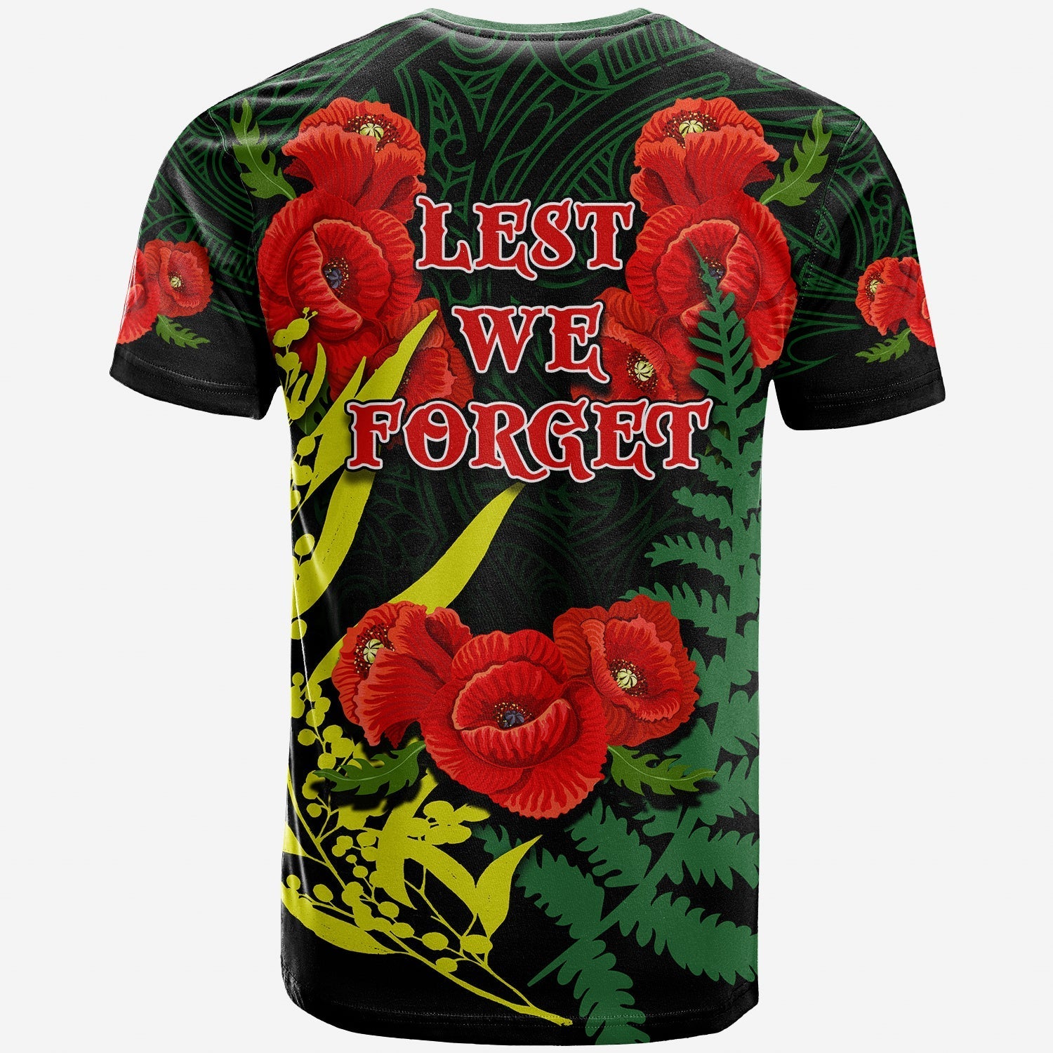 ANZAC Day T shirt Maori Patterns Green Color - Vibe Hoodie Shop