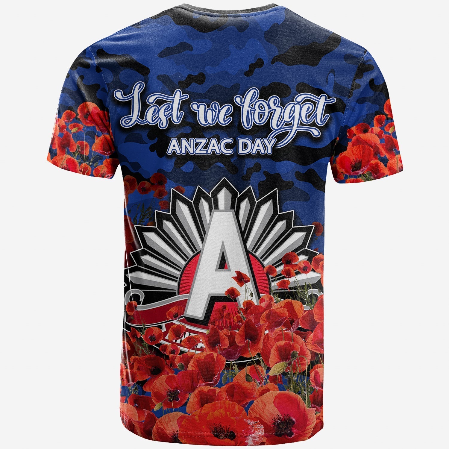 ANZAC Day North T shirt Poppy Flowers With Army Patterns - Vibe Hoodie Shop