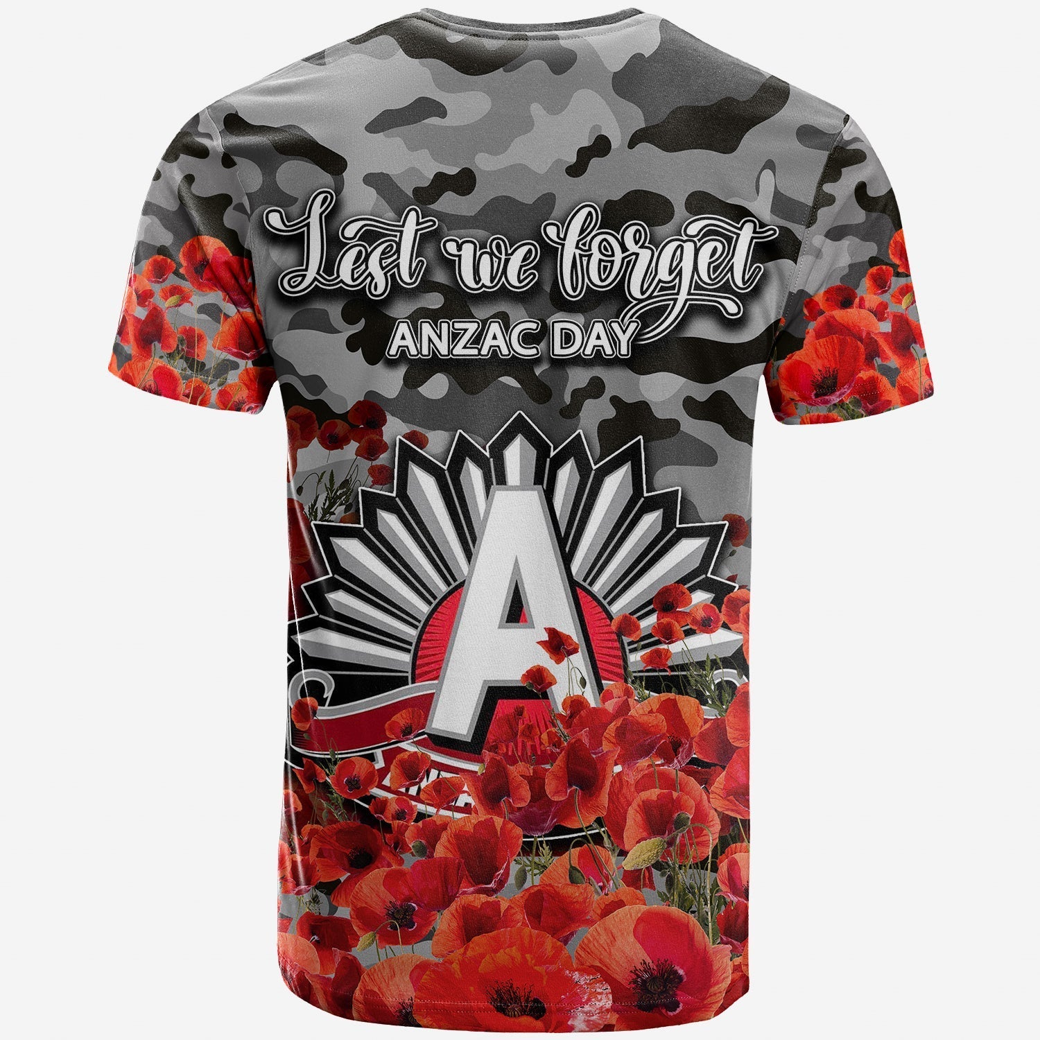 ANZAC Day Magpies T shirt Poppy Flowers With Army Patterns - Vibe Hoodie Shop