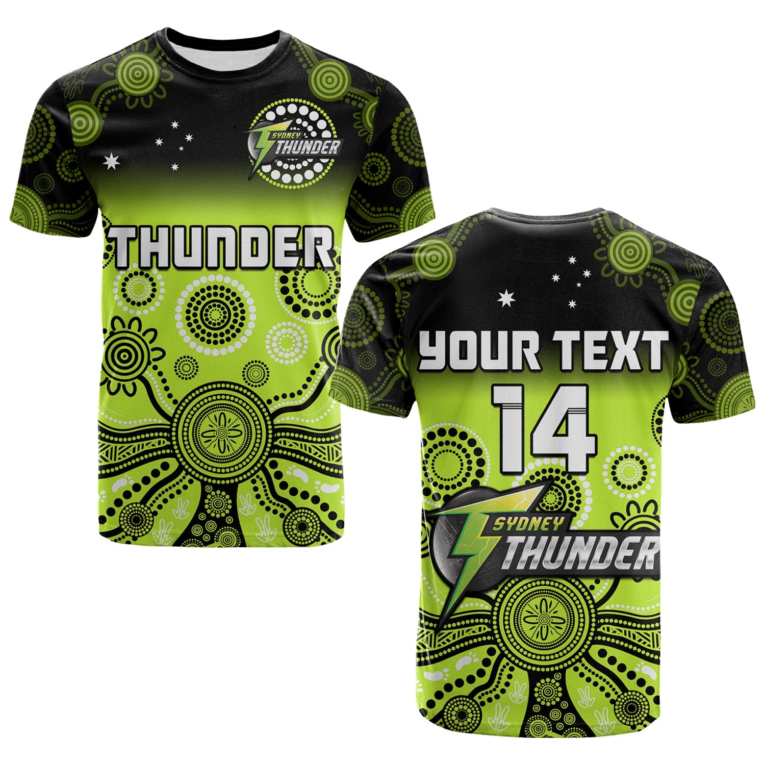 (Custom Text And Number) Thunder T Shirt Sydney Gradient Aboriginal Art - Vibe Hoodie Shop