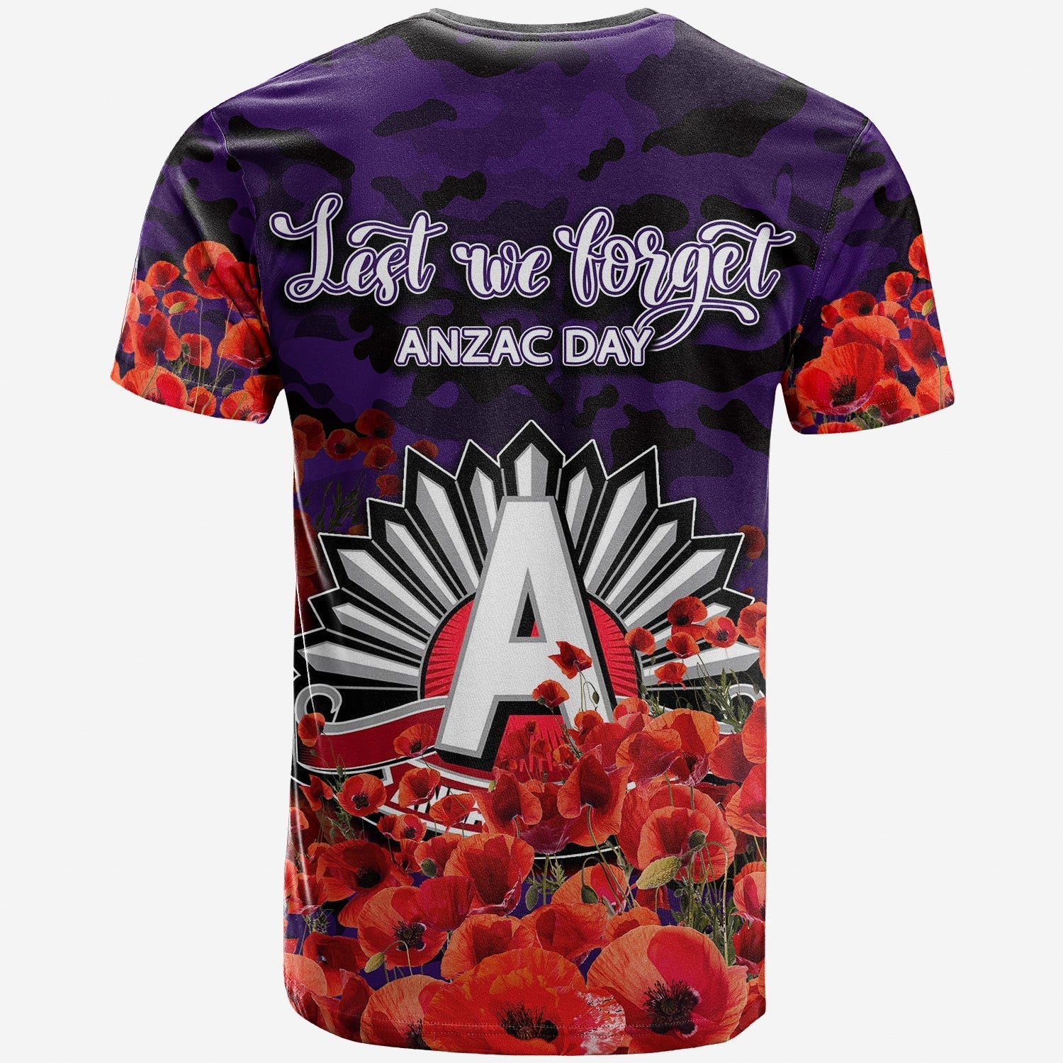 ANZAC Day Freo T shirt Poppy Flowers With Army Patterns - Vibe Hoodie Shop