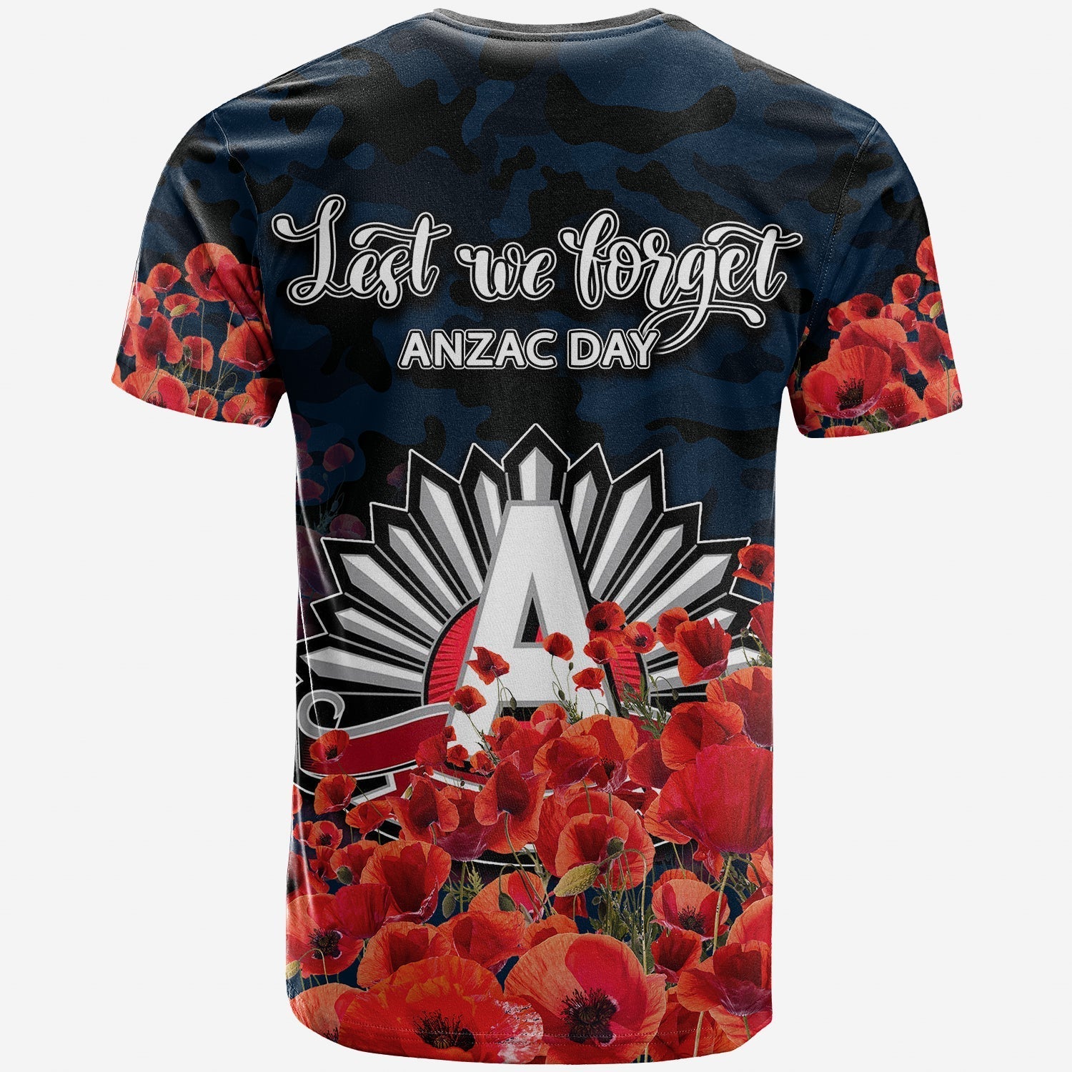 ANZAC Day Demons T shirt Poppy Flowers With Army Patterns - Vibe Hoodie Shop