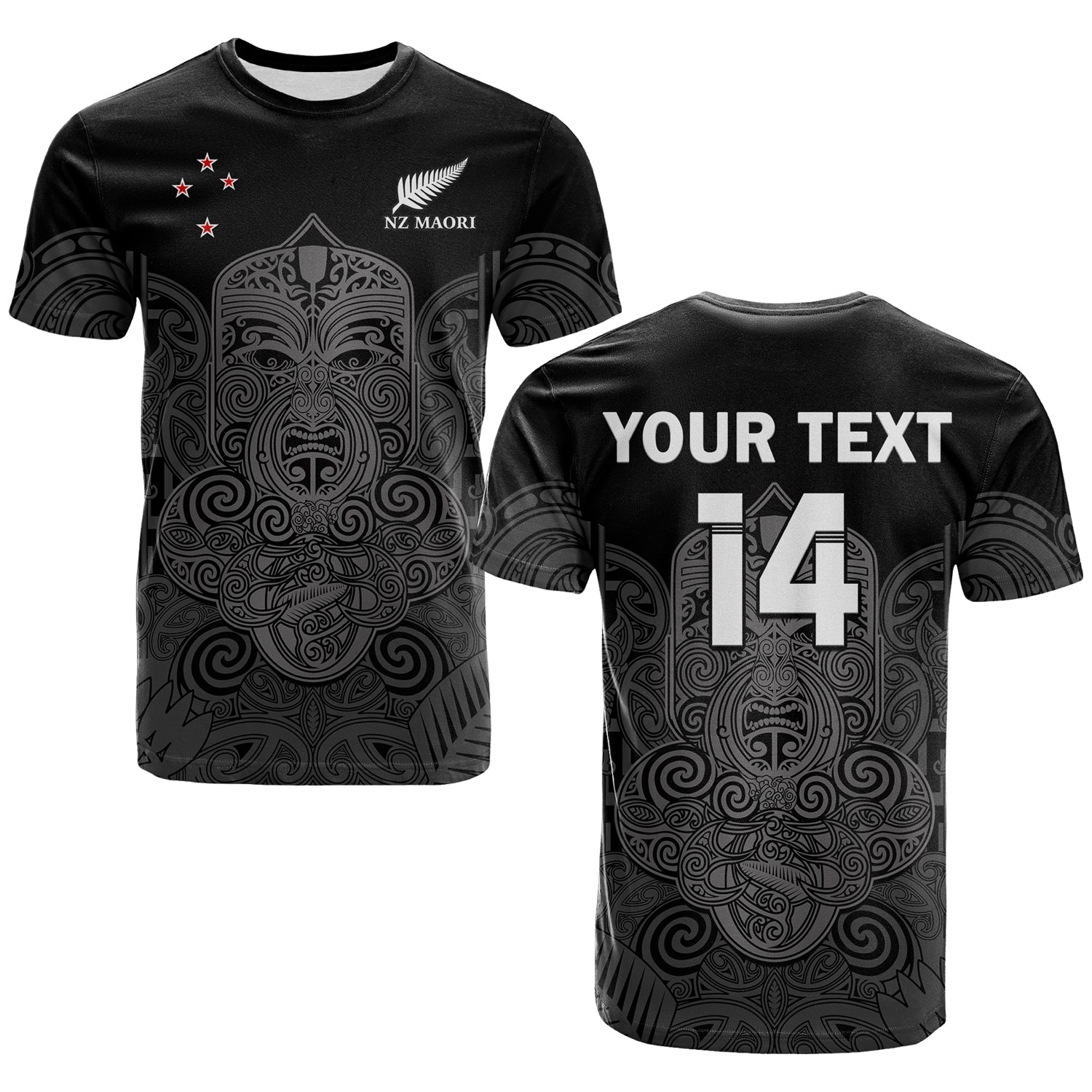 (Custom Text And Number) New Zealand Tiki Rugby T Shirt NZ Maori Koru Pattern Ver.01 - Vibe Hoodie Shop