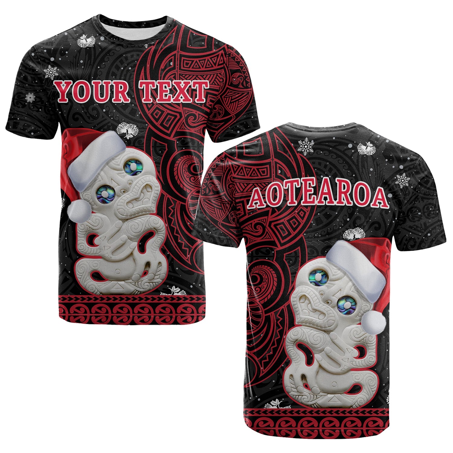 (Custom Personalised) New Zealand Christmas T Shirt Hei Tiki Red Pohutukawa Meri Kirihimete - Vibe Hoodie Shop