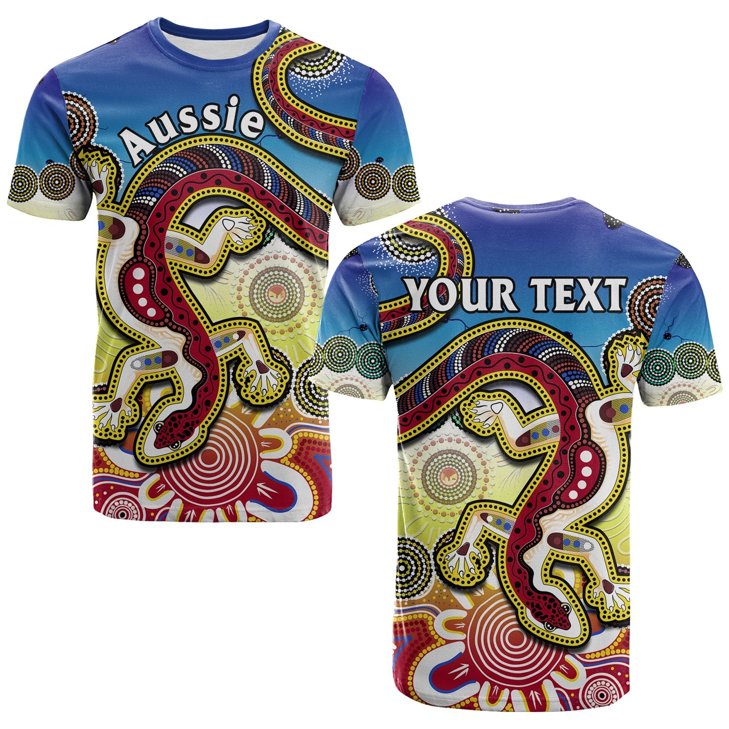 (Custom Personalised) Australia T Shirt Indigenous Red Lizard Love Aussie Artsy - Vibe Hoodie Shop
