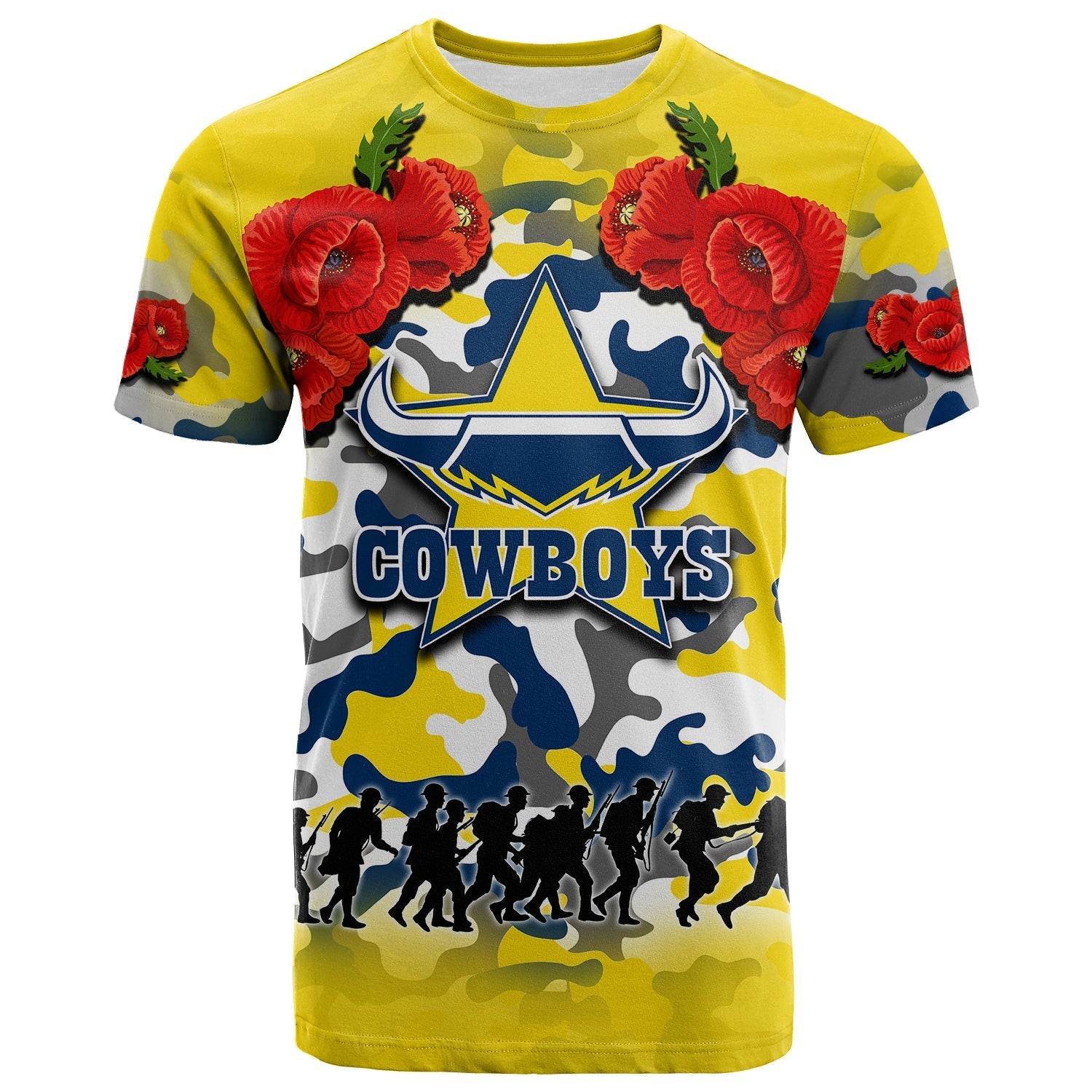 ANZAC Day T shirt Cowboys Army Style No.2 - Vibe Hoodie Shop