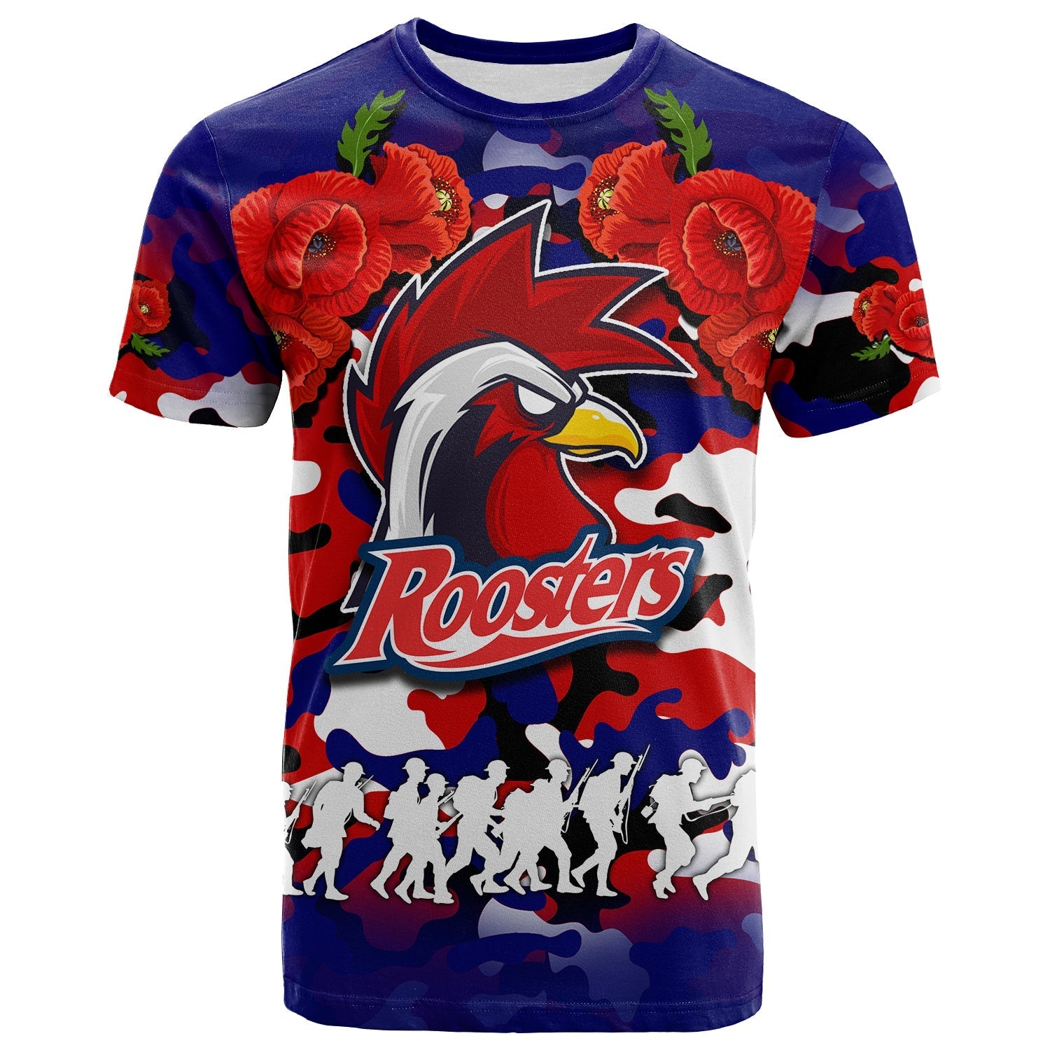 ANZAC Day T shirt Roosters Army Style - Vibe Hoodie Shop