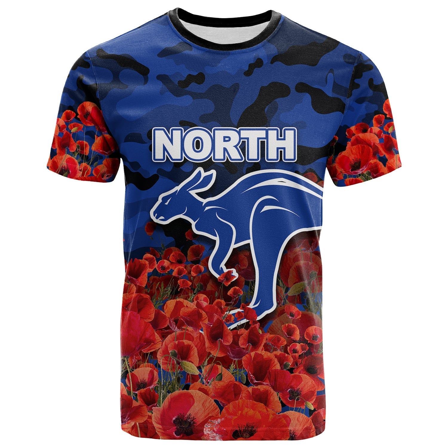 ANZAC Day North T shirt Poppy Flowers With Army Patterns - Vibe Hoodie Shop