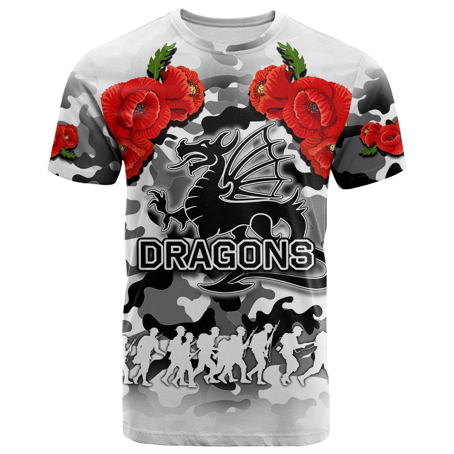 ANZAC Day T shirt Dragons Army Style No.2 - Vibe Hoodie Shop