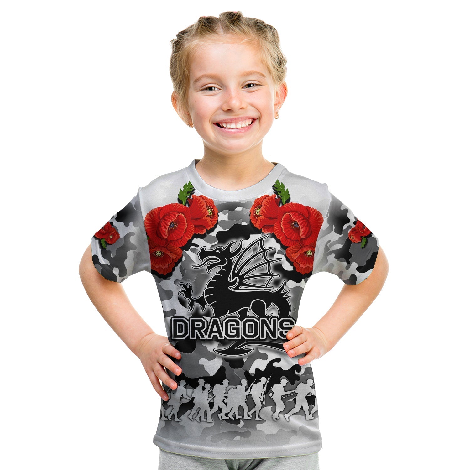 ANZAC Day T shirt Dragons Army Style No.2 - Vibe Hoodie Shop