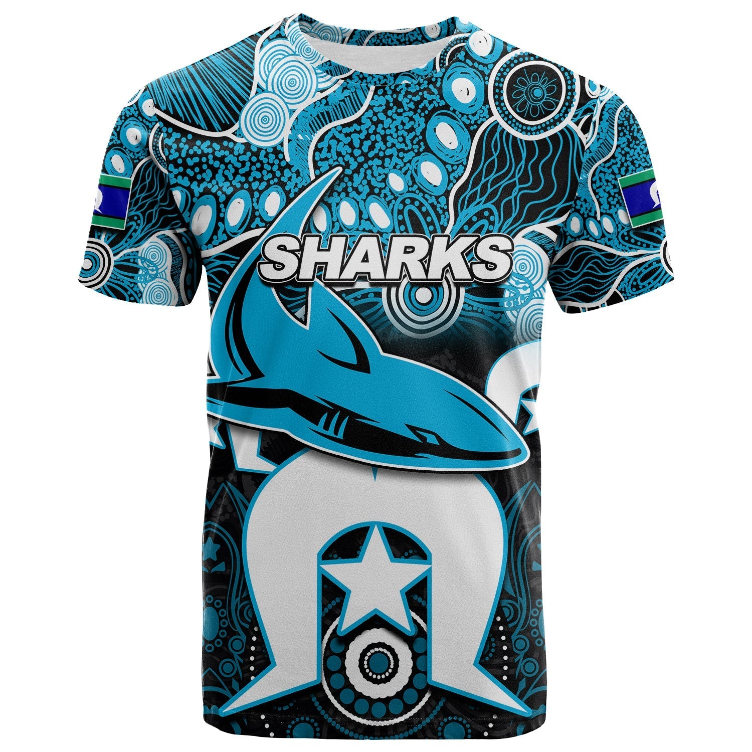 (Custom Personalised) Sharks Torres Strait Islanders Mix Aboriginal T shirt - Vibe Hoodie Shop