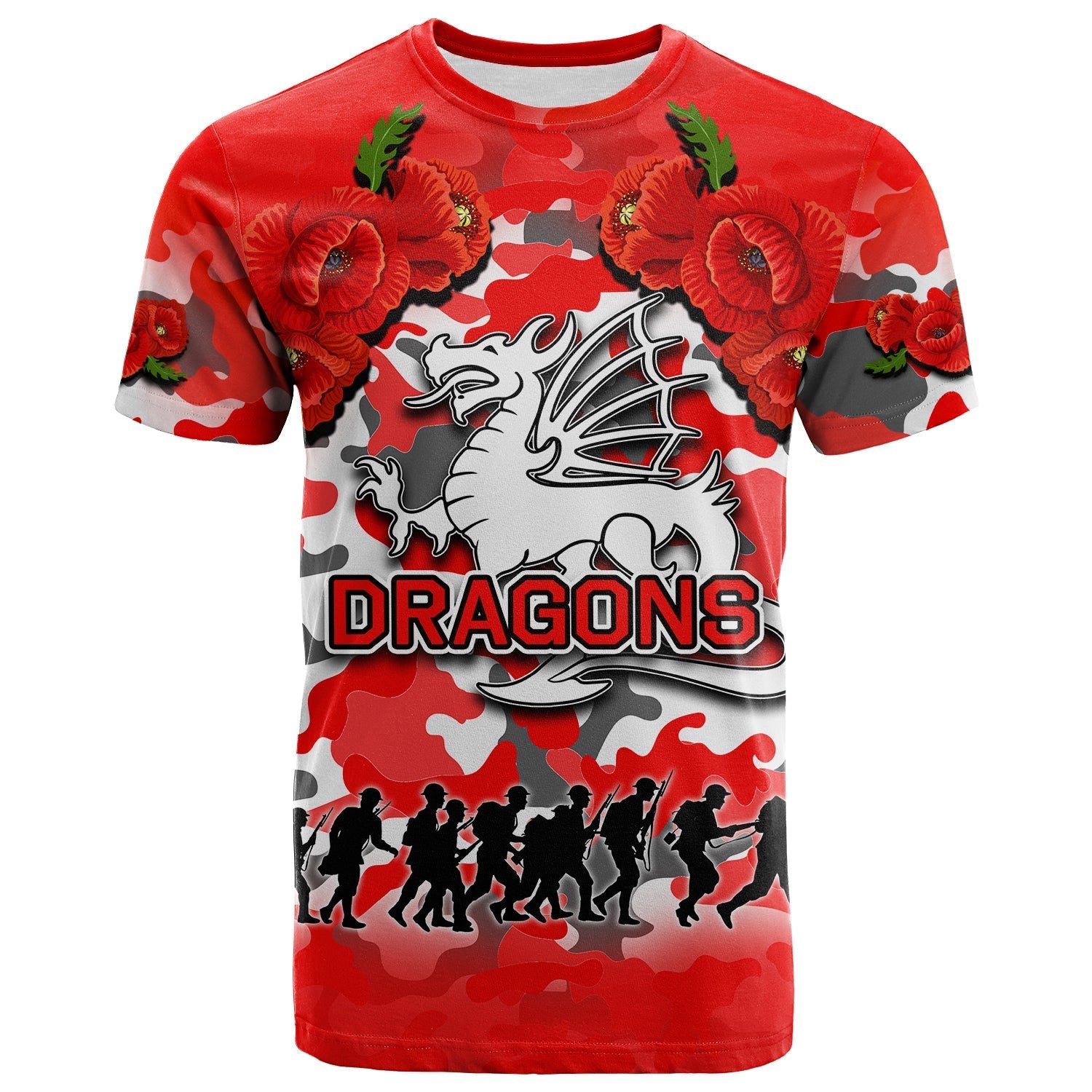 ANZAC Day T shirt Dragons Army Style No.1 - Vibe Hoodie Shop