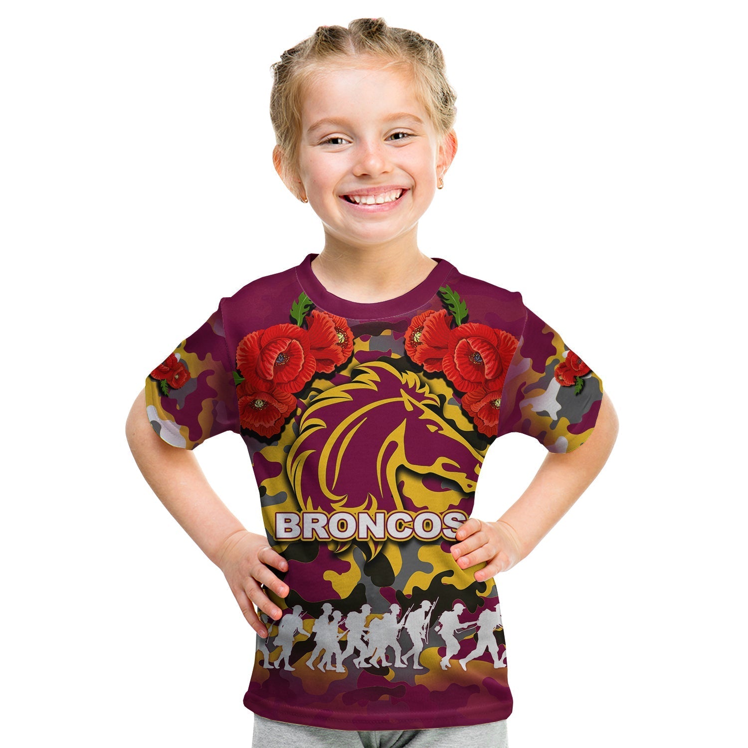 ANZAC Day T shirt Broncos Army Style No.1 - Vibe Hoodie Shop