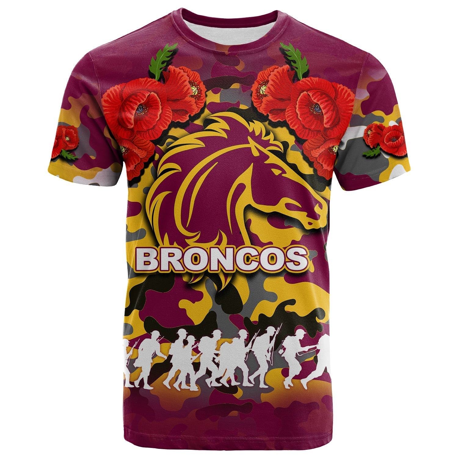 ANZAC Day T shirt Broncos Army Style No.1 - Vibe Hoodie Shop