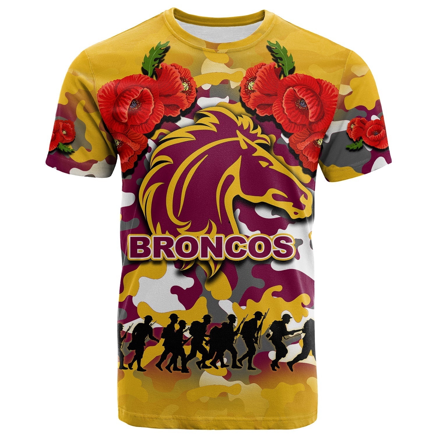 ANZAC Day T shirt Broncos Army Style No.2 - Vibe Hoodie Shop