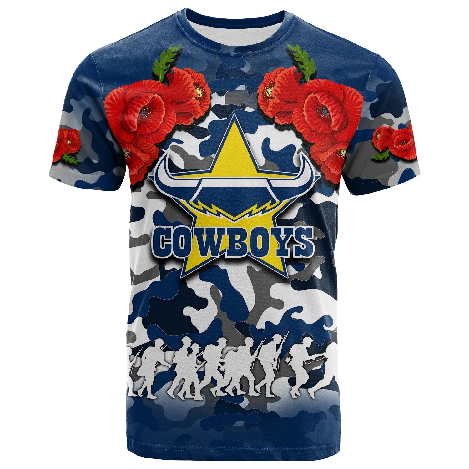 ANZAC Day T shirt Cowboys Army Style No.1 - Vibe Hoodie Shop