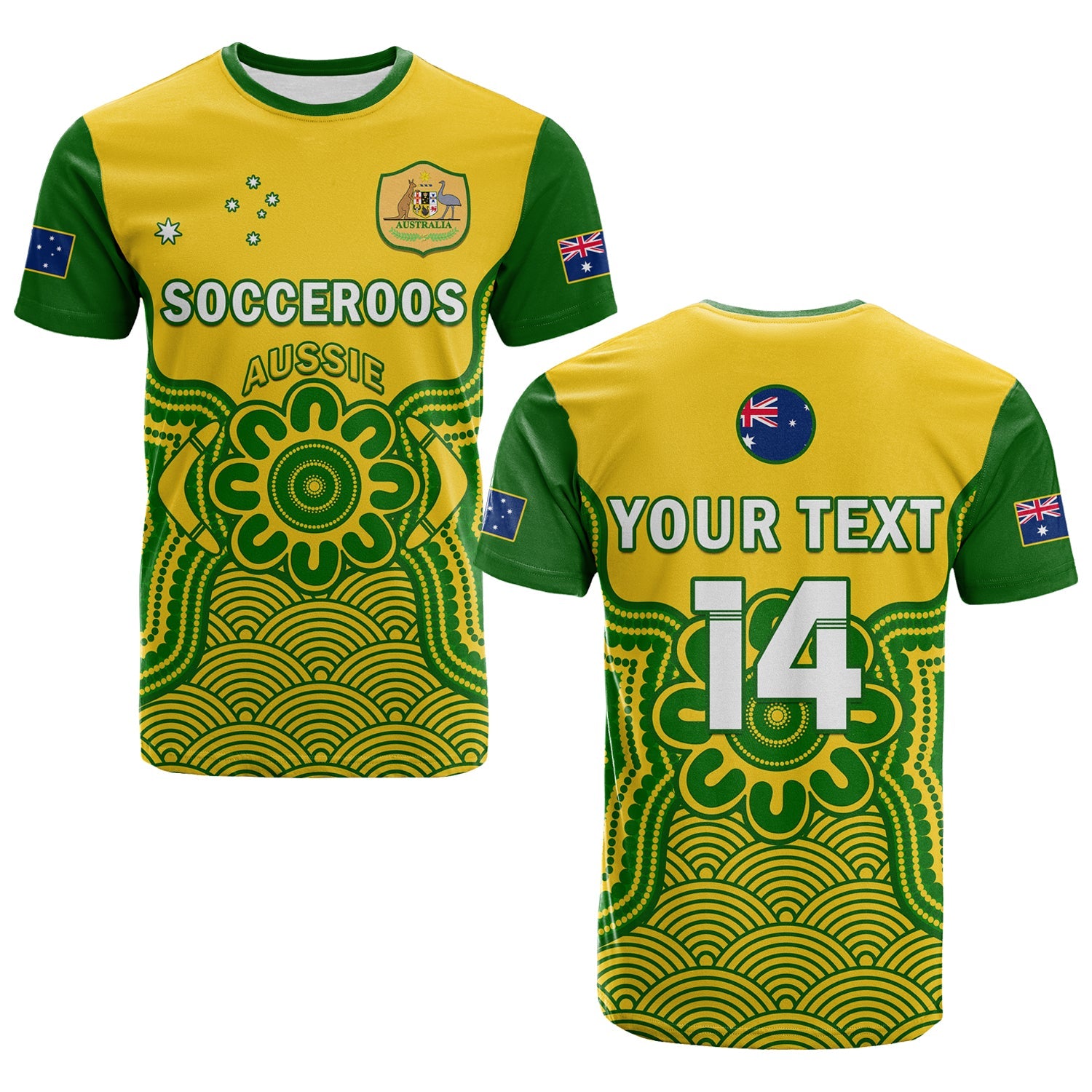 (Custom Text And Number) Australia Soccer T Shirt Socceroos Aboriginal Go Champions World Cup 2022 - Vibe Hoodie Shop