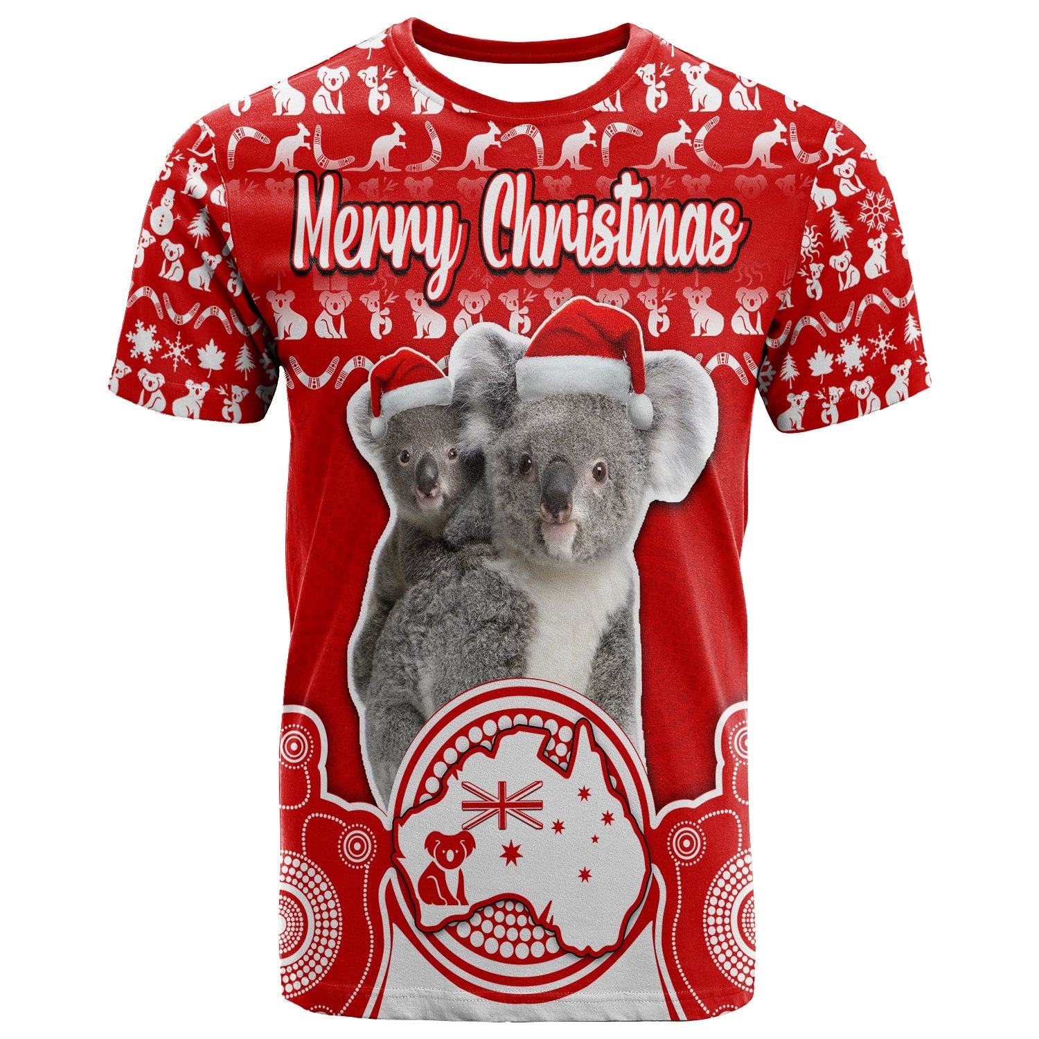 Australian Koala Christmas Vibe With Aboriginal Dot Painting Style No1 T Shirt  LT9 - Vibe Hoodie Shop