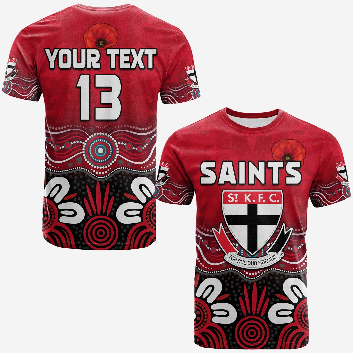 (Custom Text and Number) Saints ANZAC 2022 T shirt St Kilda Aboriginal Remember Them - Vibe Hoodie Shop