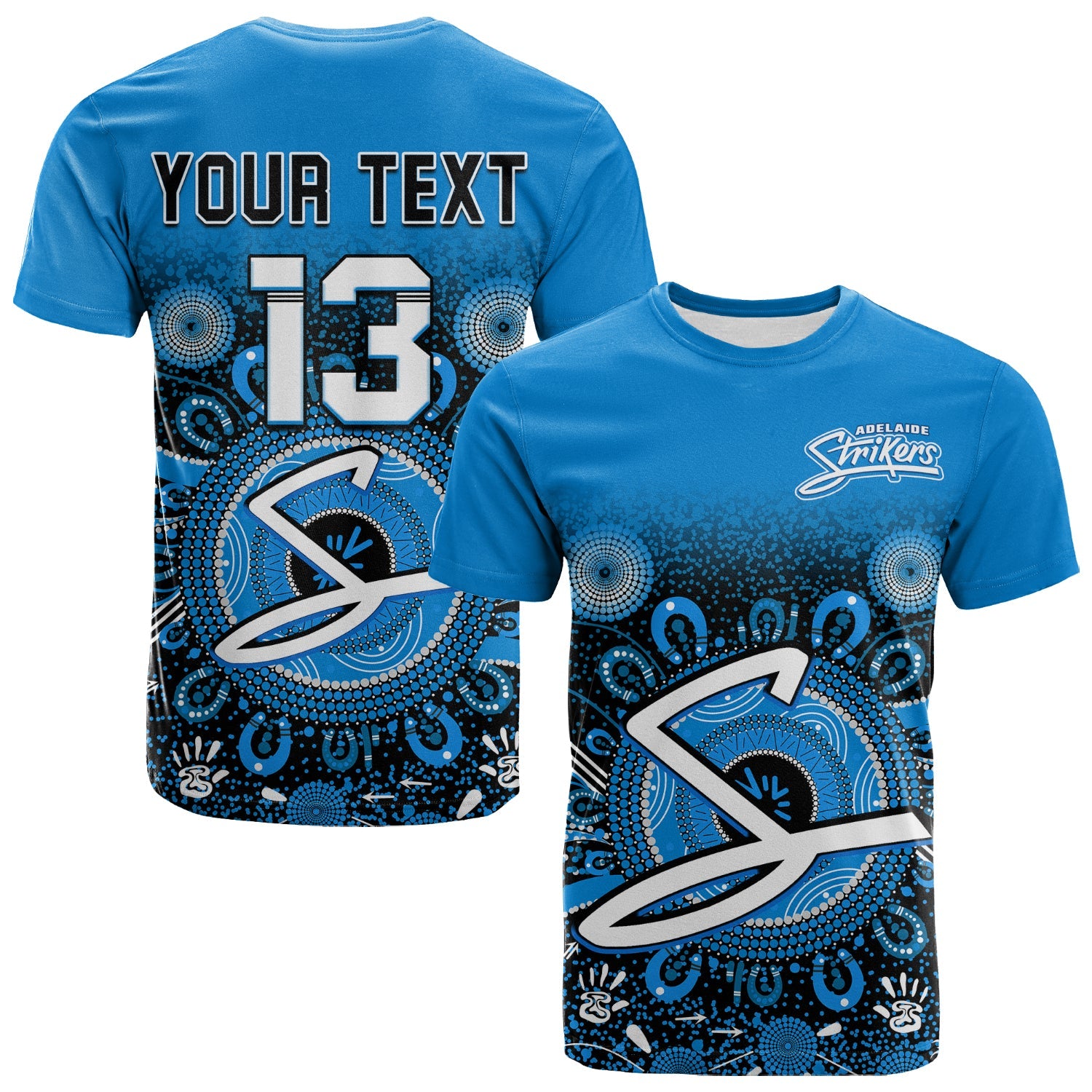 (Custom Text and Number) Adelaide Strikers T Shirt Aboriginal Sunshine - Vibe Hoodie Shop