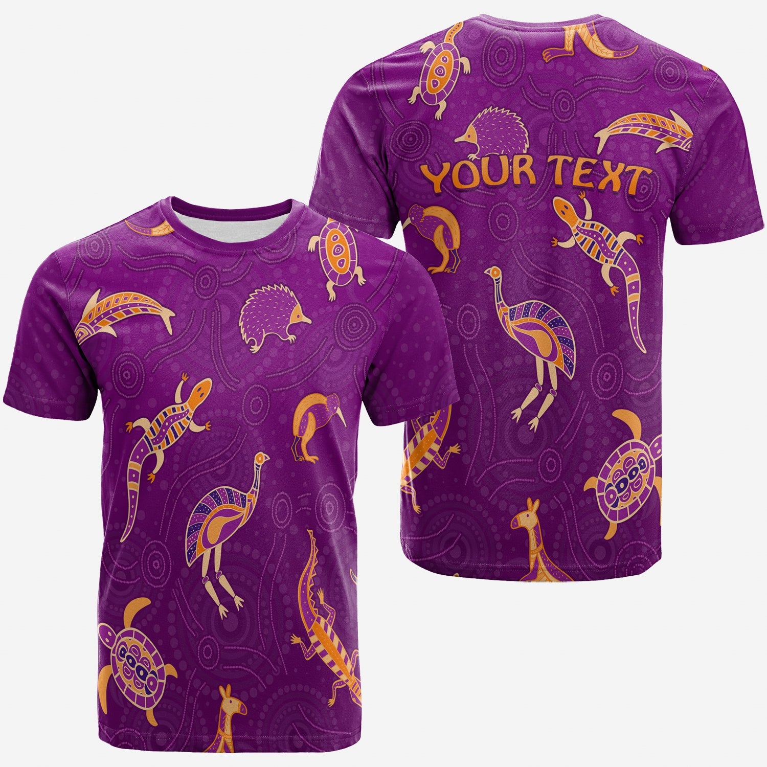 (Custom Personalised) Aboriginal Art T shirt Animals Australia Version Purple - Vibe Hoodie Shop