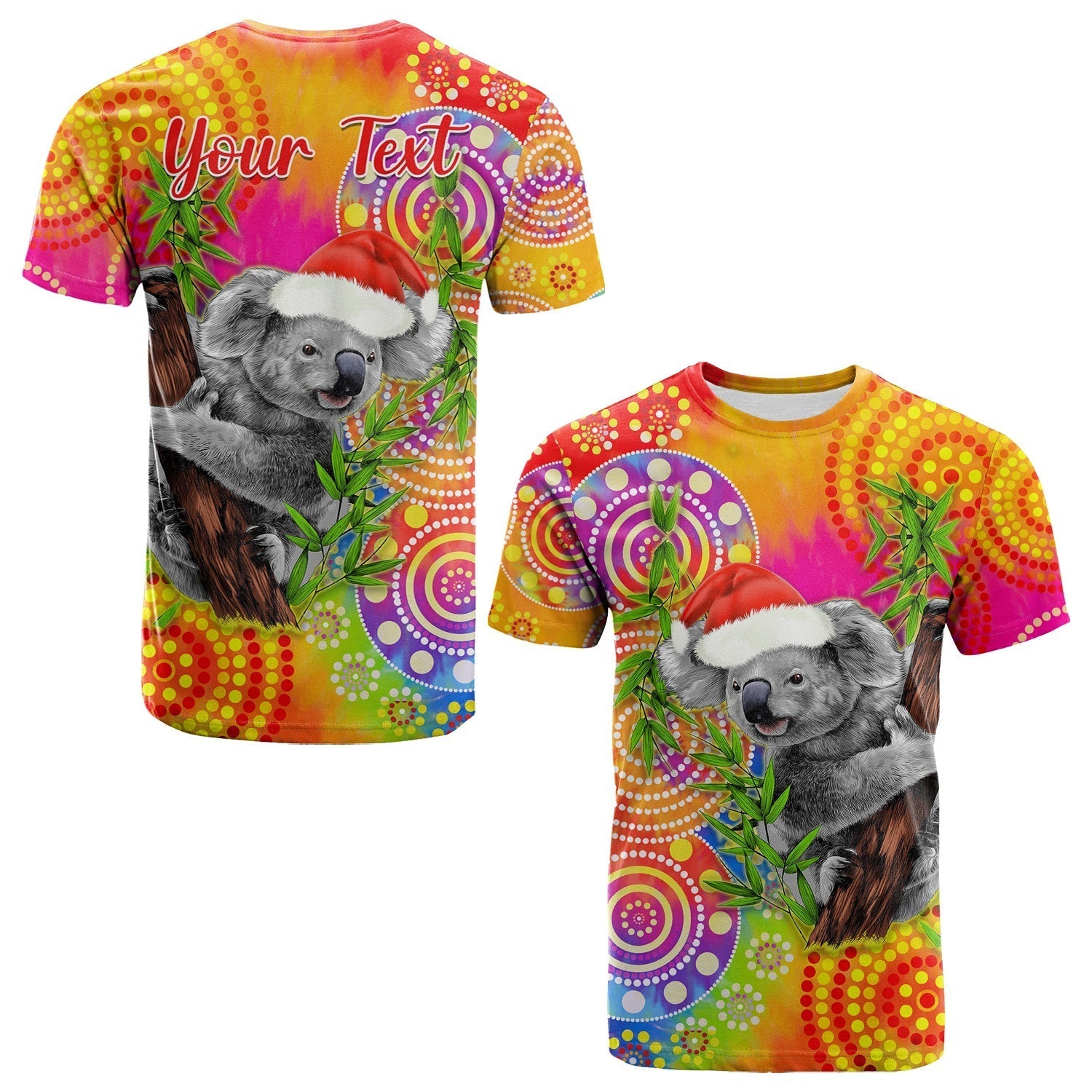 (Custom Personalised) Australia Koala Aboriginal T Shirt Rainbow Tie Dye Merry Christmas - Vibe Hoodie Shop