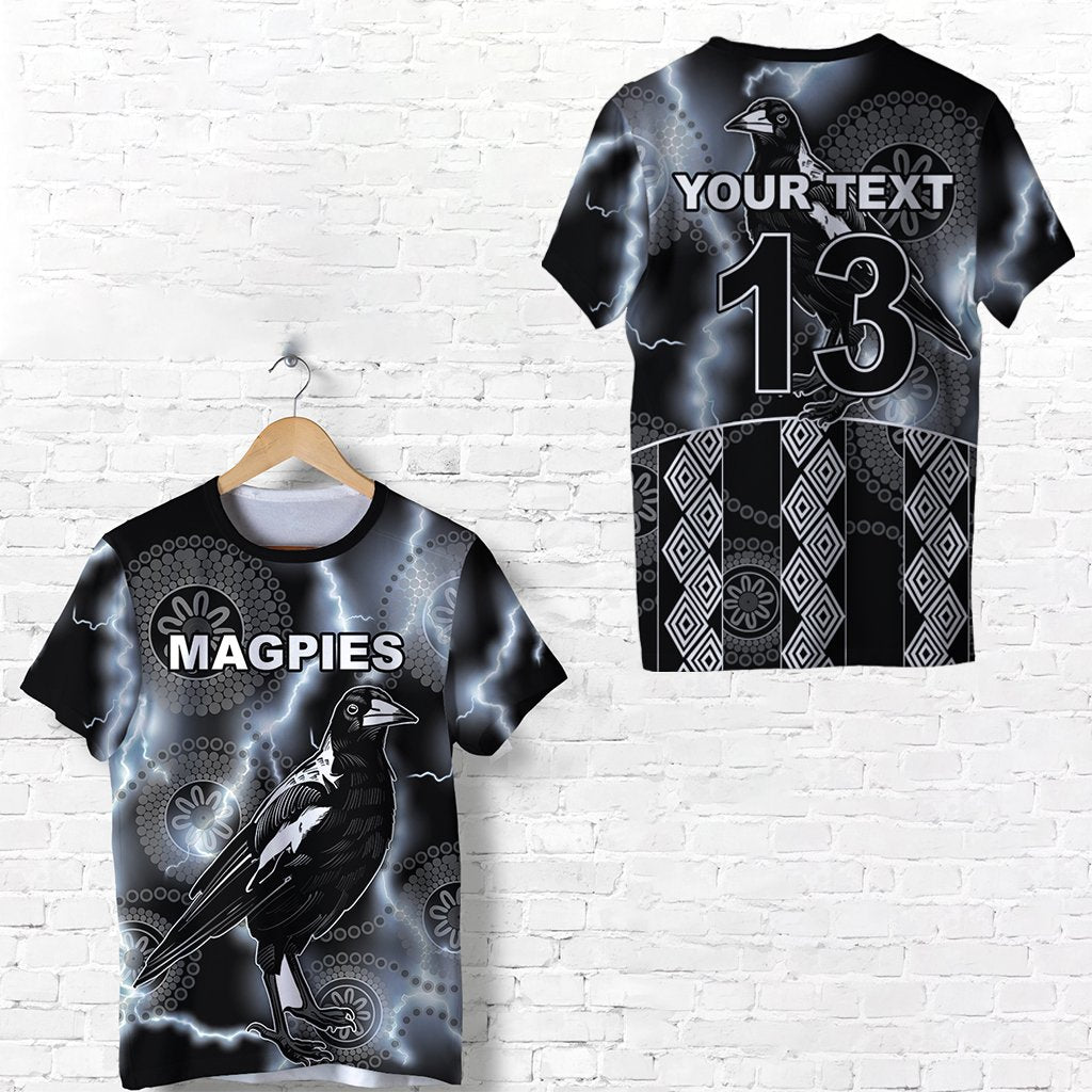 (Custom Personalised) Magpies Flash Newest T shirt Collingwood Style - Custom Text and Number - Vibe Hoodie Shop