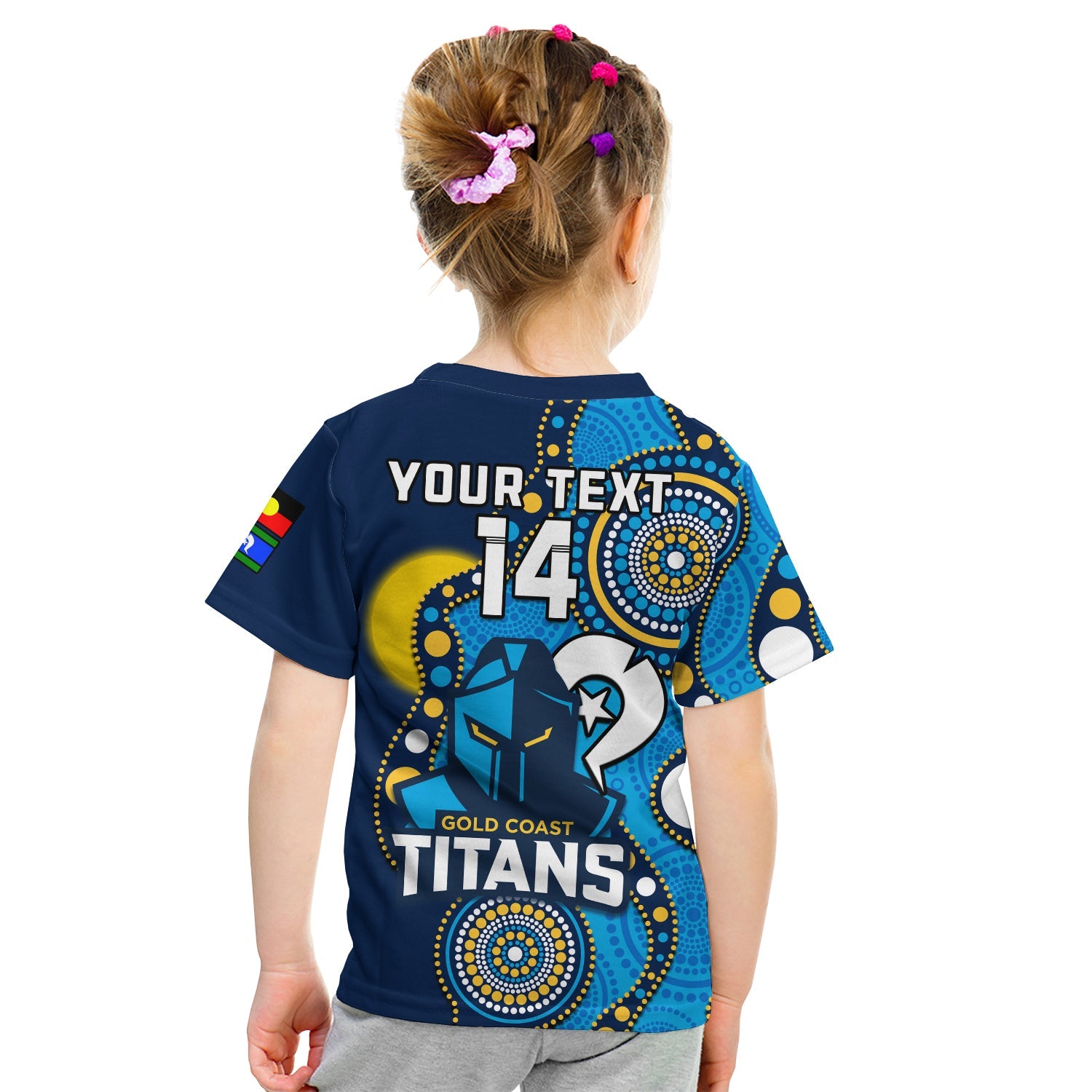 (Custom Text And Number) Titans Rugby NAIDOC 2023 T Shirt KID Indigenous For Our Elders - Vibe Hoodie Shop