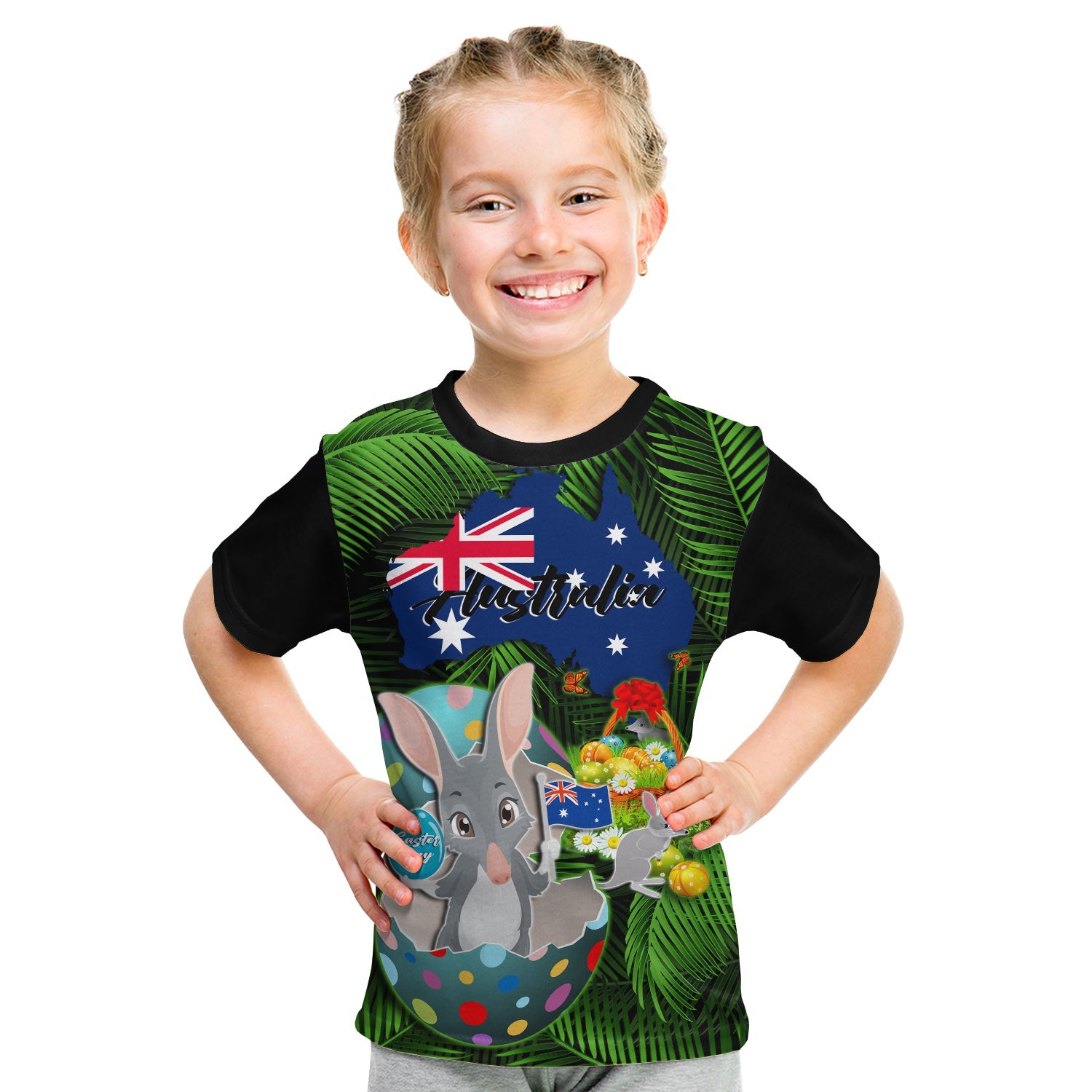 (Custom Personalised) Australia Easter Day T Shirt KID Bilby With Eggs Tropical Style - Vibe Hoodie Shop