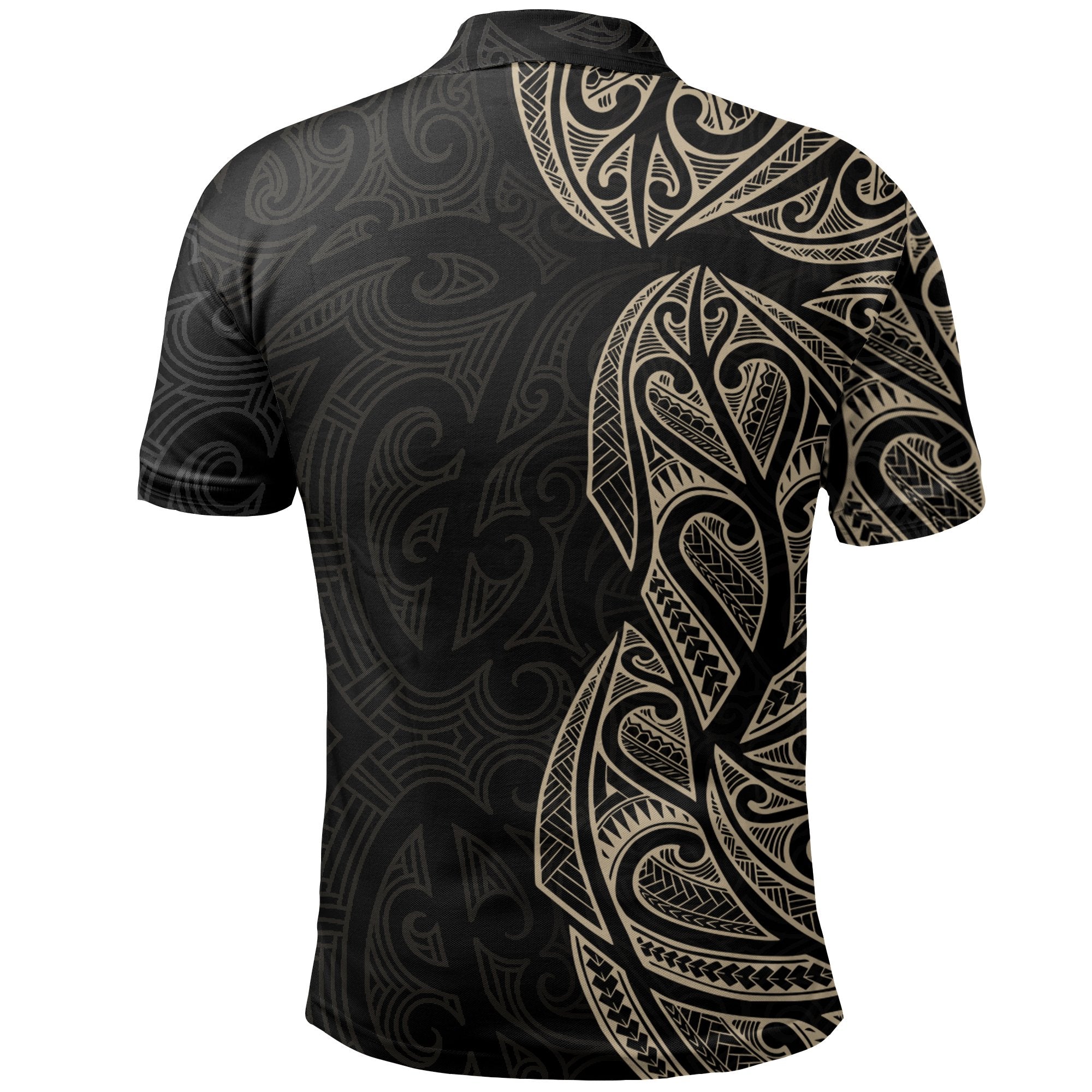 New Zealand Maori Polo Shirt, Ta Moko Tattoo Golf Shirt - Tan - Vibe Hoodie Shop