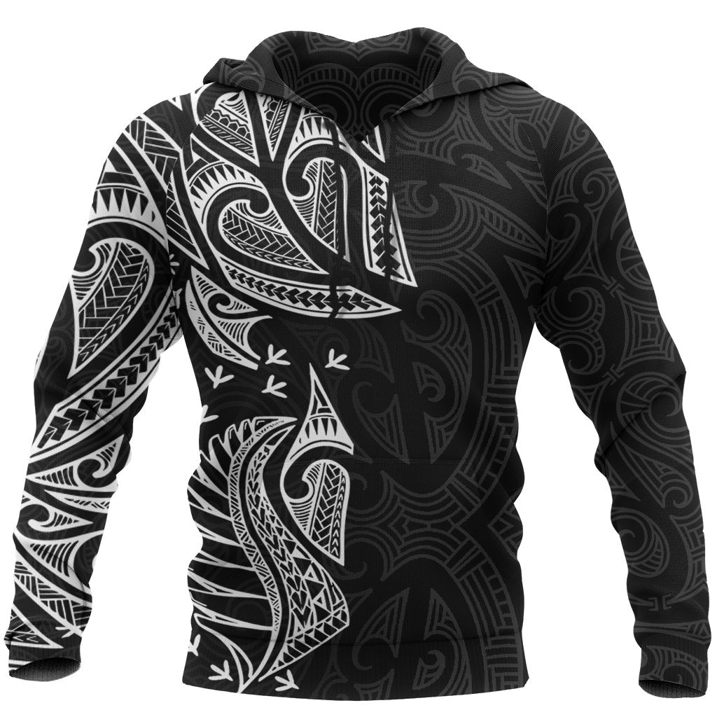 New Zealand Maori Hoodie, Ta Moko Tattoo Pullover Hoodie - White - Vibe Hoodie Shop