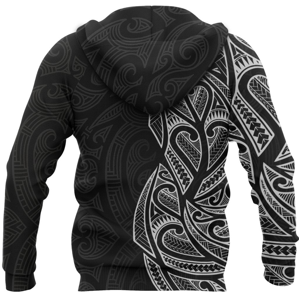 New Zealand Maori Hoodie, Ta Moko Tattoo Pullover Hoodie - White - Vibe Hoodie Shop