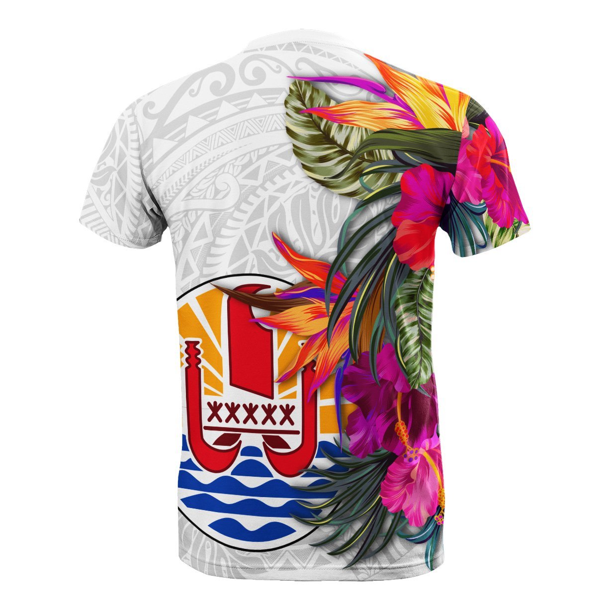 Vibe Hoodie Tahiti T shirt Hibiscus Polynesian White Pattern - BN39 - Vibe Hoodie Shop