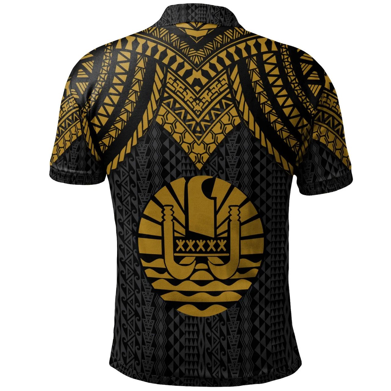 Vibe Hoodie Tahiti Custom Personalised Polo Shirt - Polynesian Armor Style Gold - Vibe Hoodie Shop