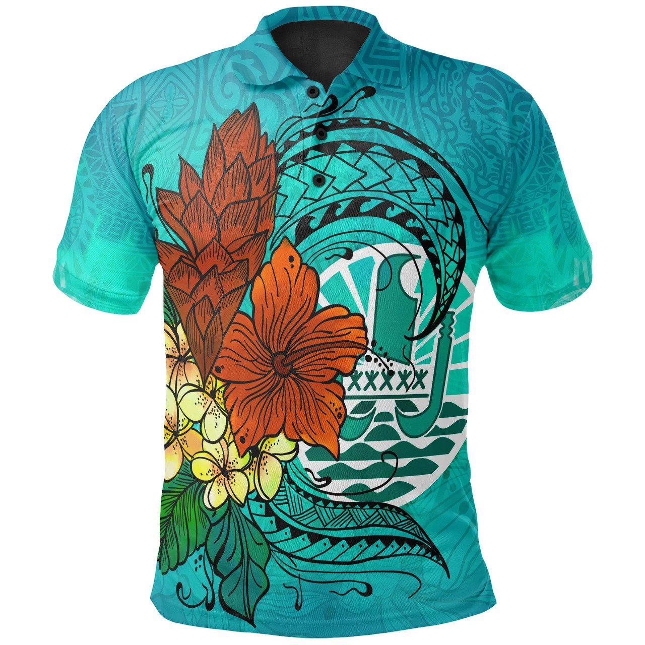 Vibe Hoodie Tahiti Polo Shirt - Tropical Flowers Style - Vibe Hoodie Shop