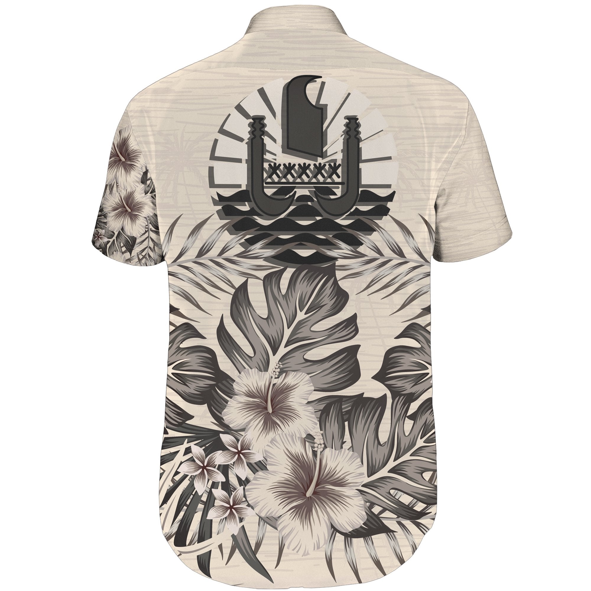 Tahiti Short Sleeve Shirt - The Beige Hibiscus - Vibe Hoodie Shop