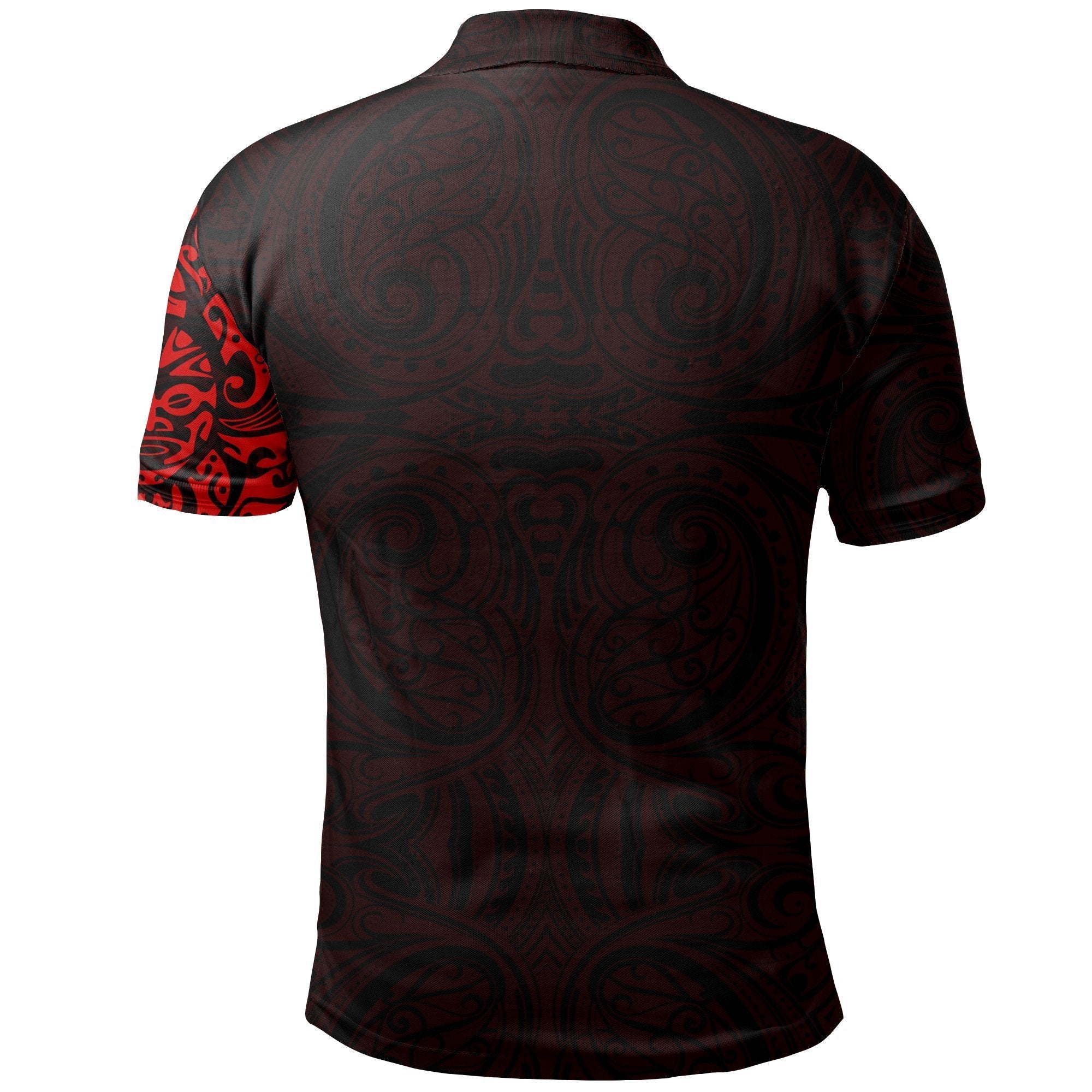 Maori Tangaroa Tattoo New Zealand Polo Shirt - Red - Vibe Hoodie Shop