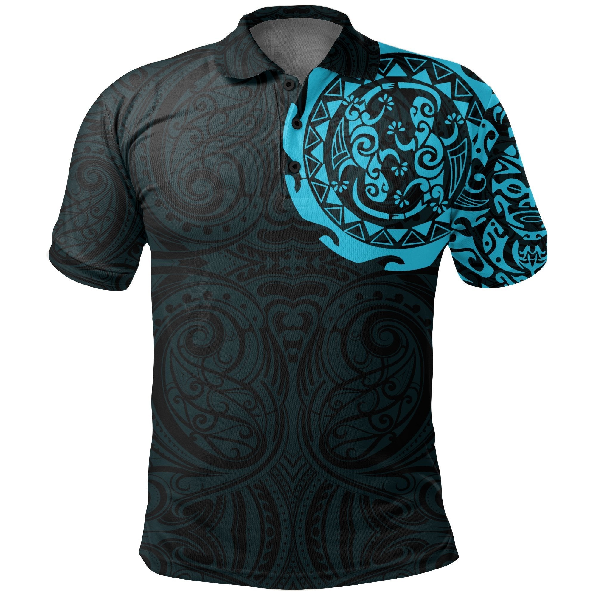 Maori Tangaroa Tattoo New Zealand Polo Shirt - Blue - Vibe Hoodie Shop