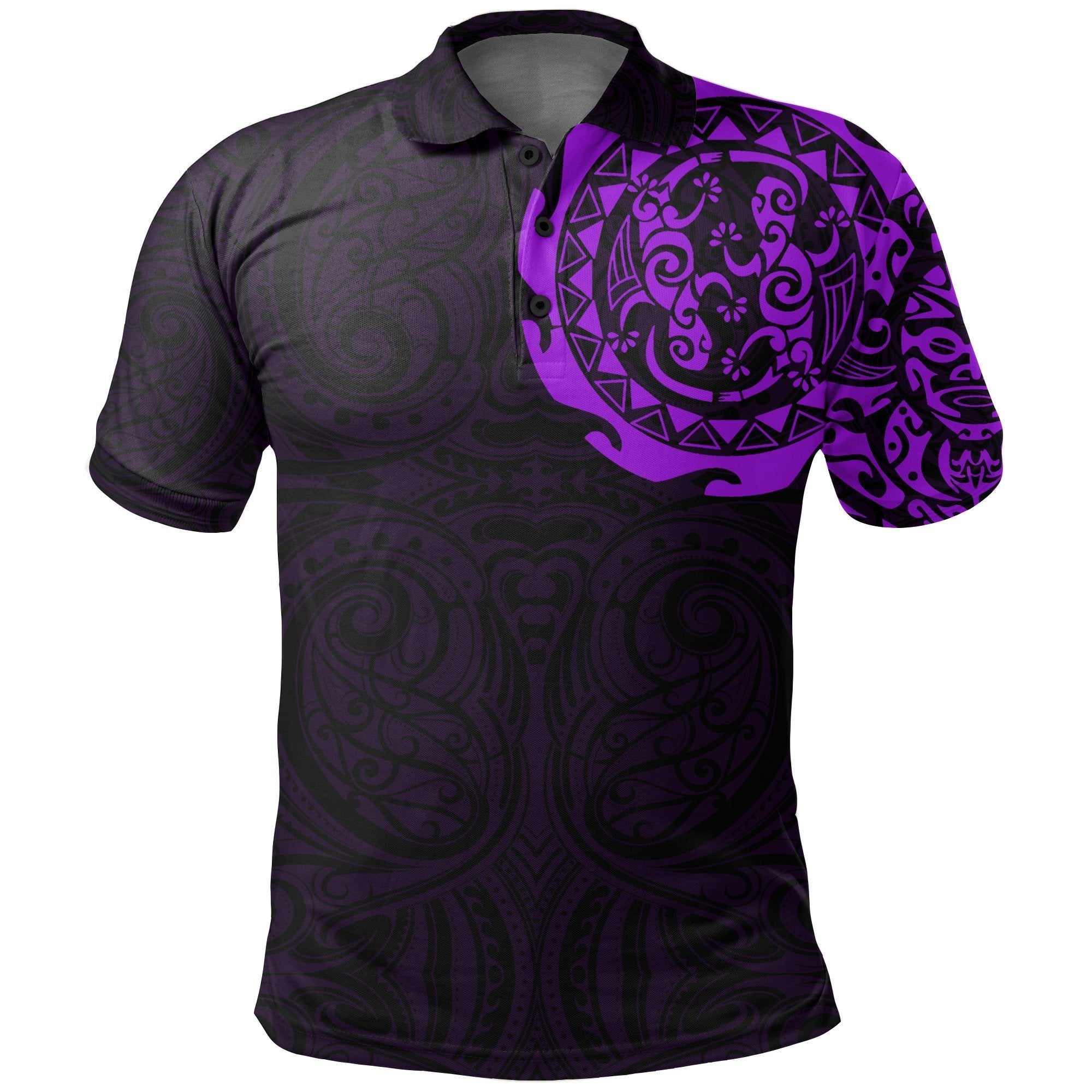 Maori Tangaroa Tattoo New Zealand Polo Shirt - Purple - Vibe Hoodie Shop