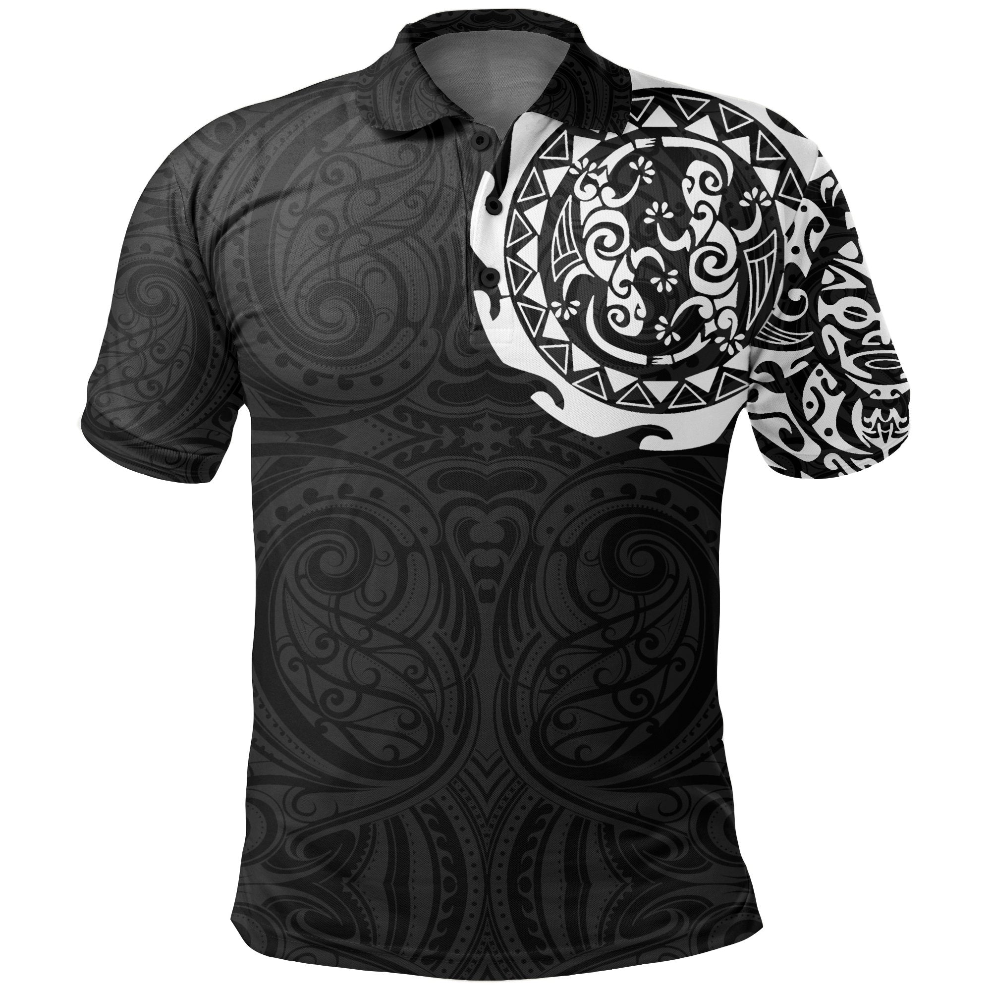 Maori Tangaroa Tattoo New Zealand Polo Shirt - White - Vibe Hoodie Shop